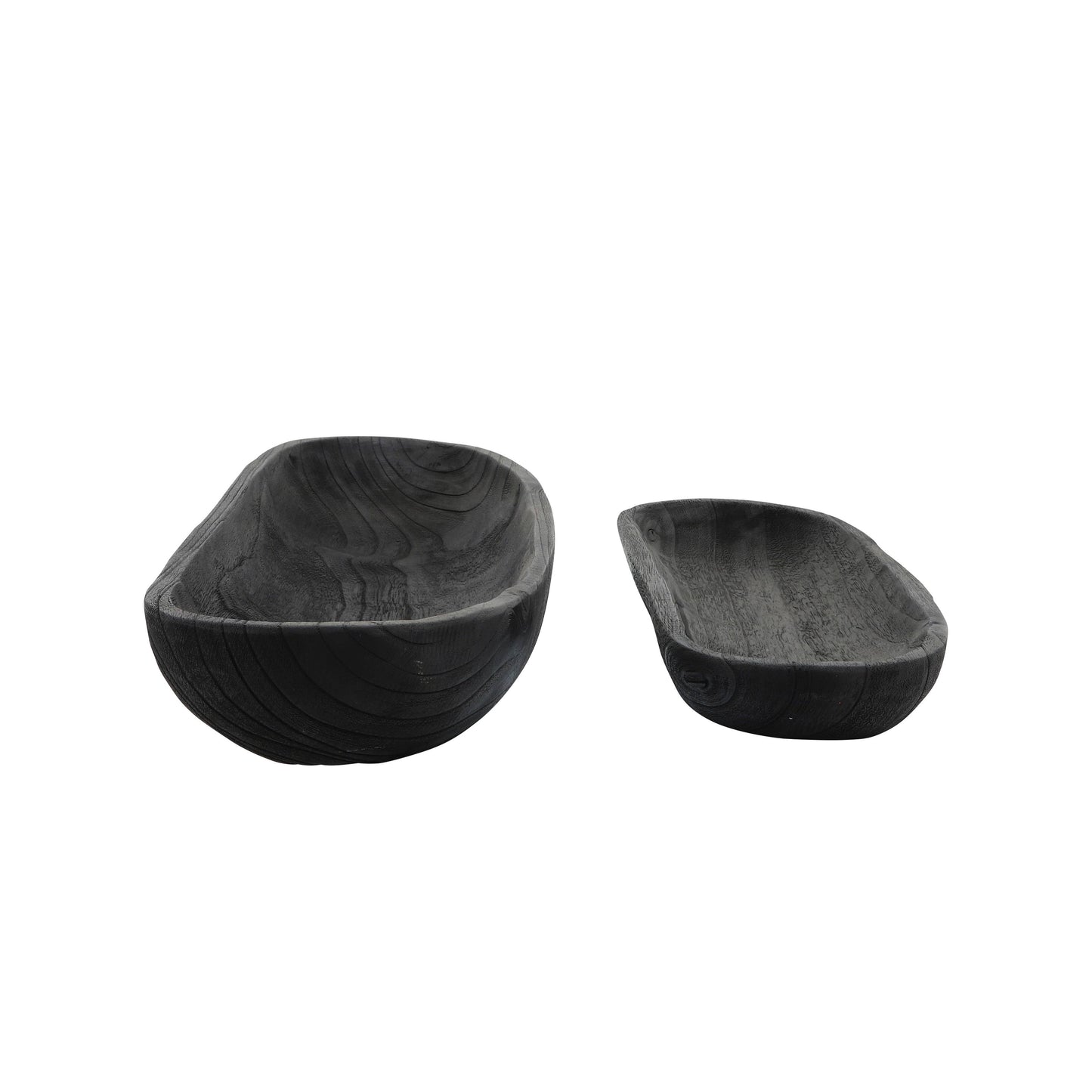 Black 18/24 in. Wood Oval Shaped Decorative Plate (Set of 2)