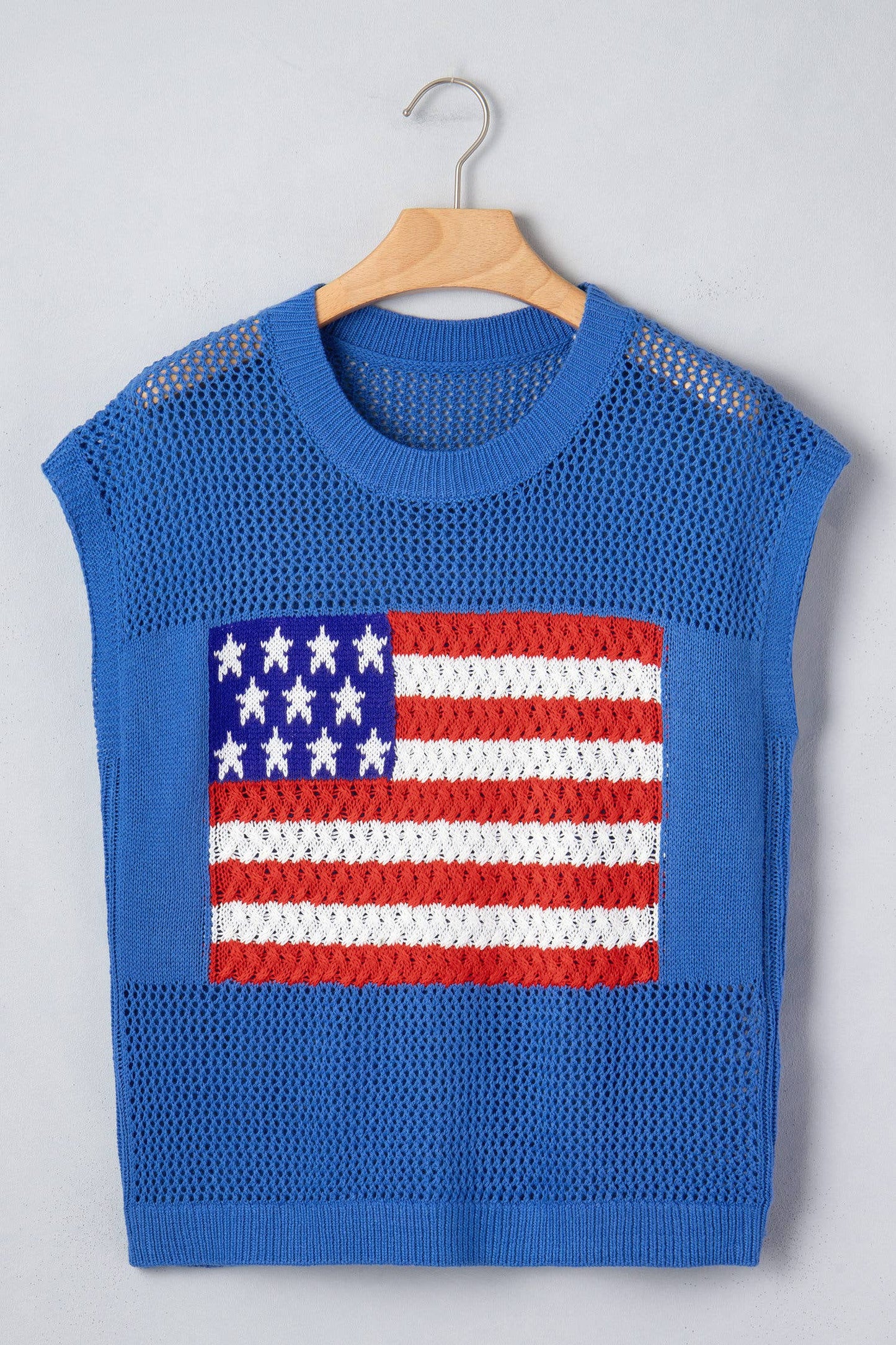 Spring Flag Graphic Short Sleeve Sweater Top (S-XL)