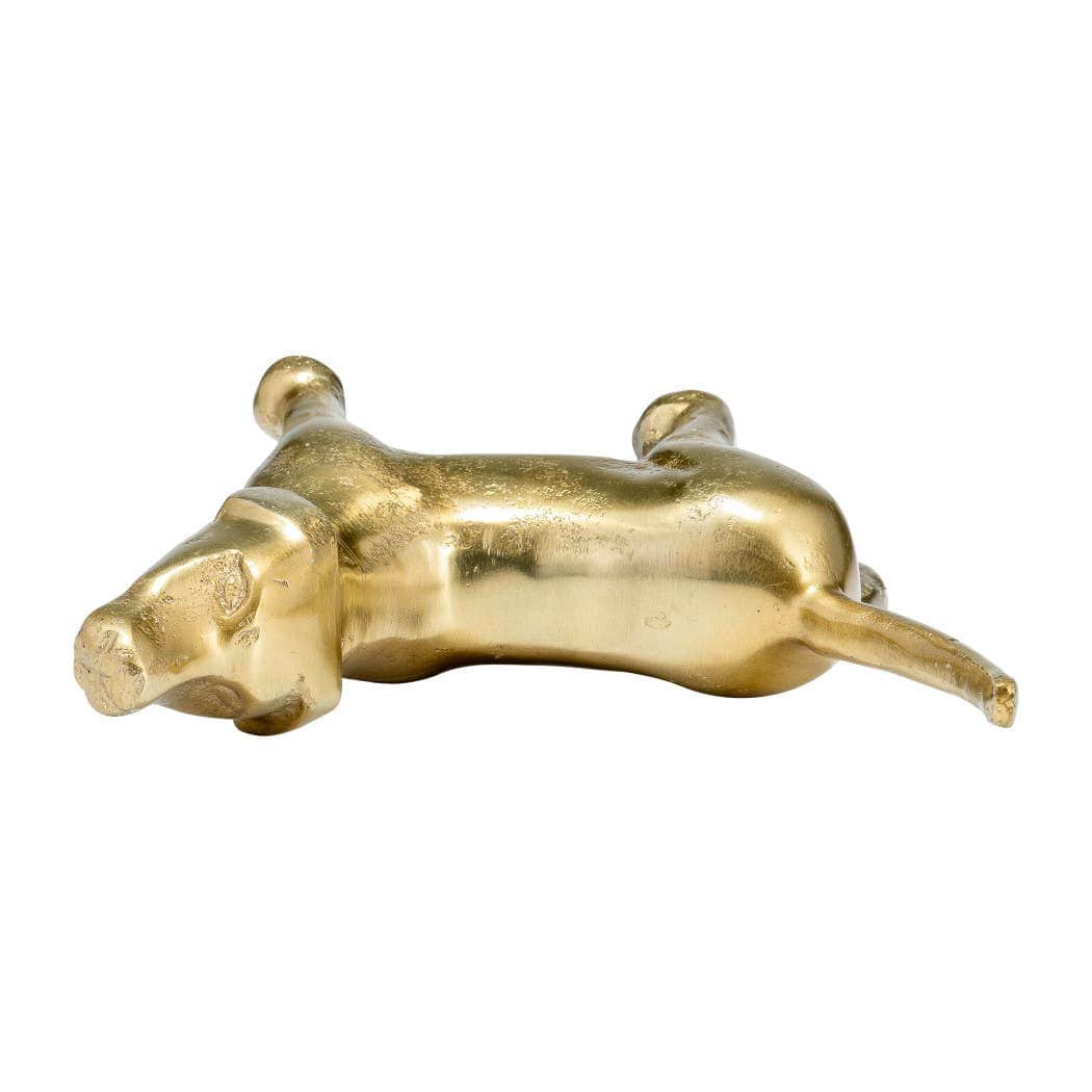 Metal Modern Howling Dog Decorative Figurine - Gold, 6 in.