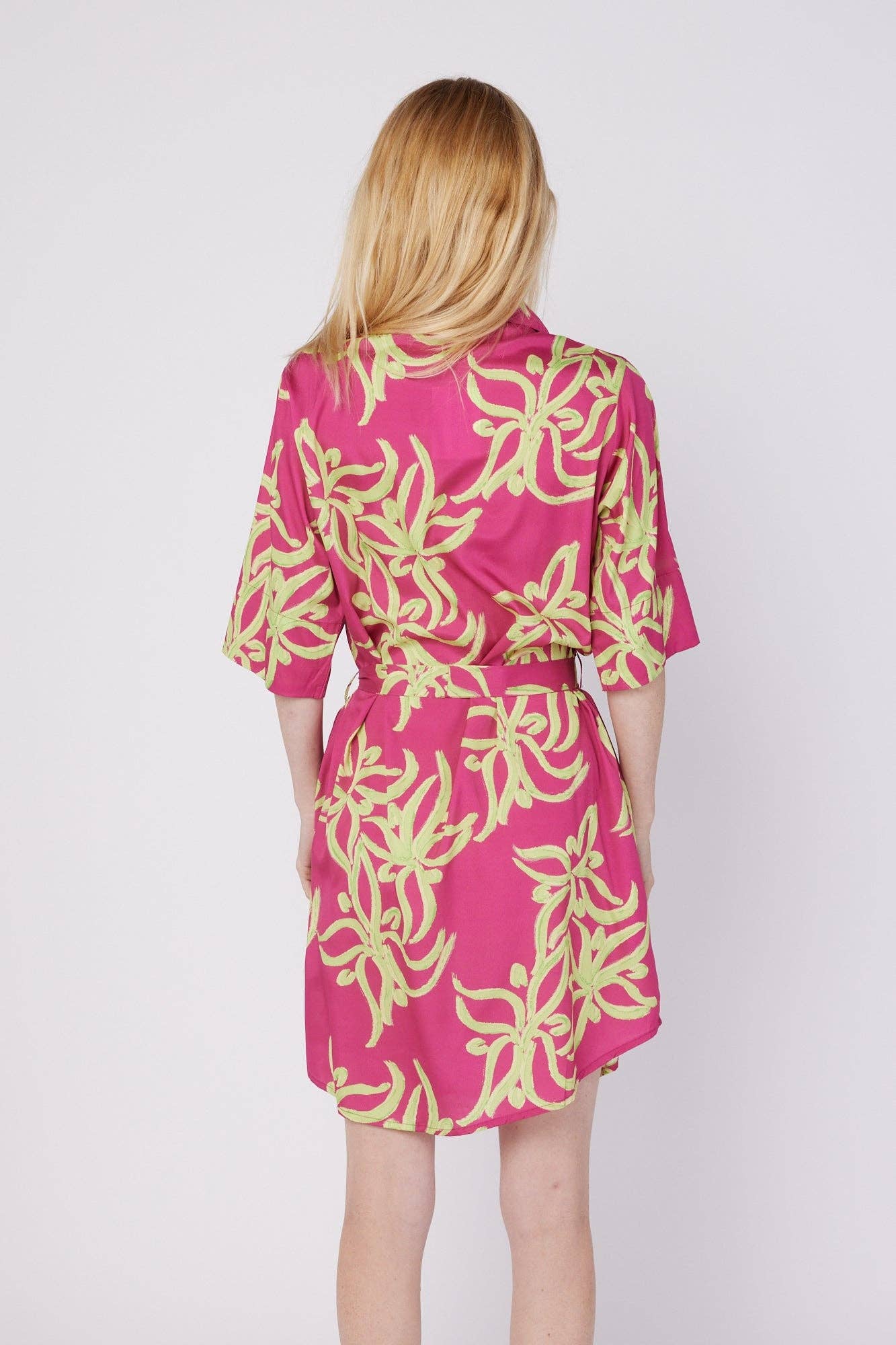 Carlotta Resort Wear Summer Shirt Dress Pink Green