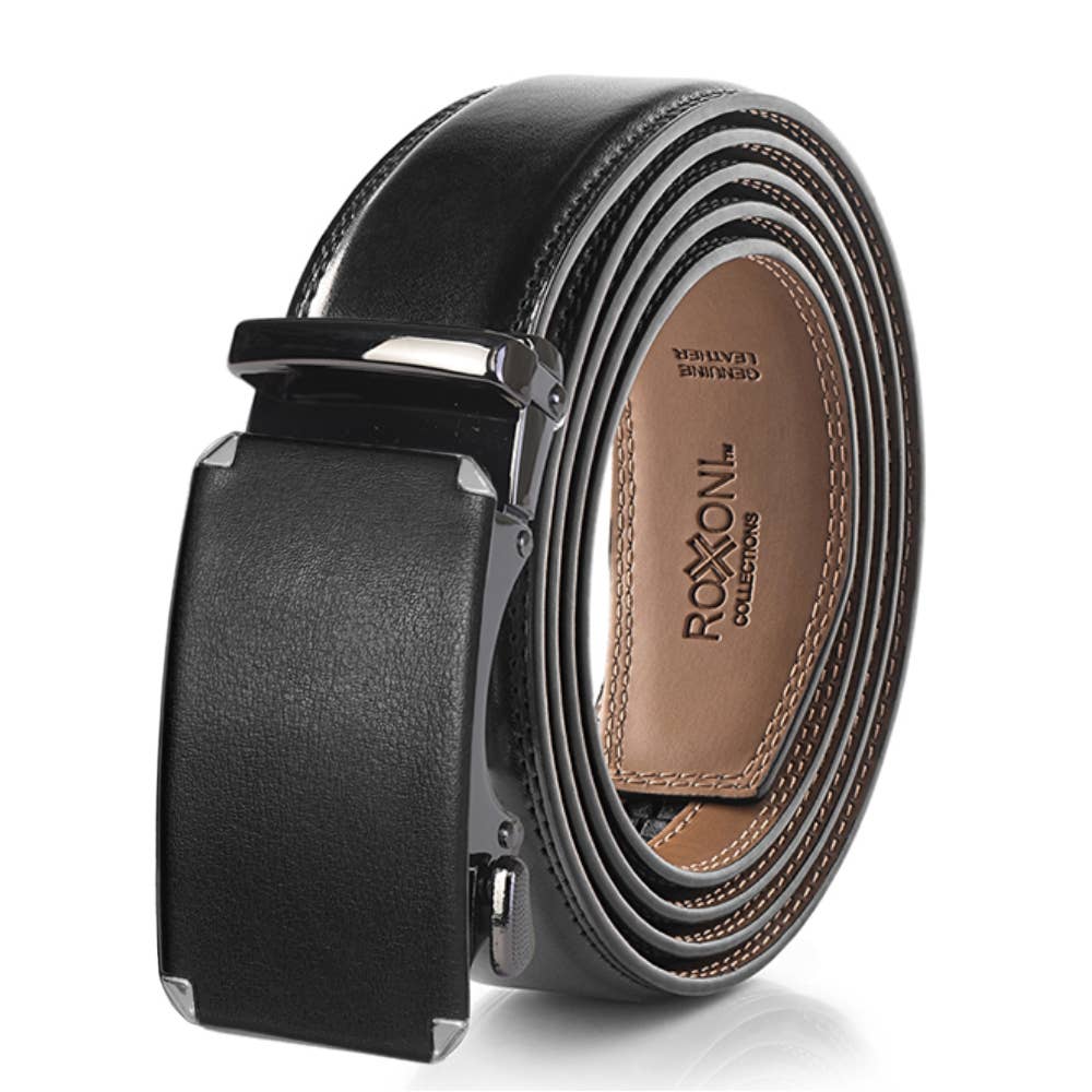 Men’s Genuine Leather Ratchet Belt with Automatic Buckle