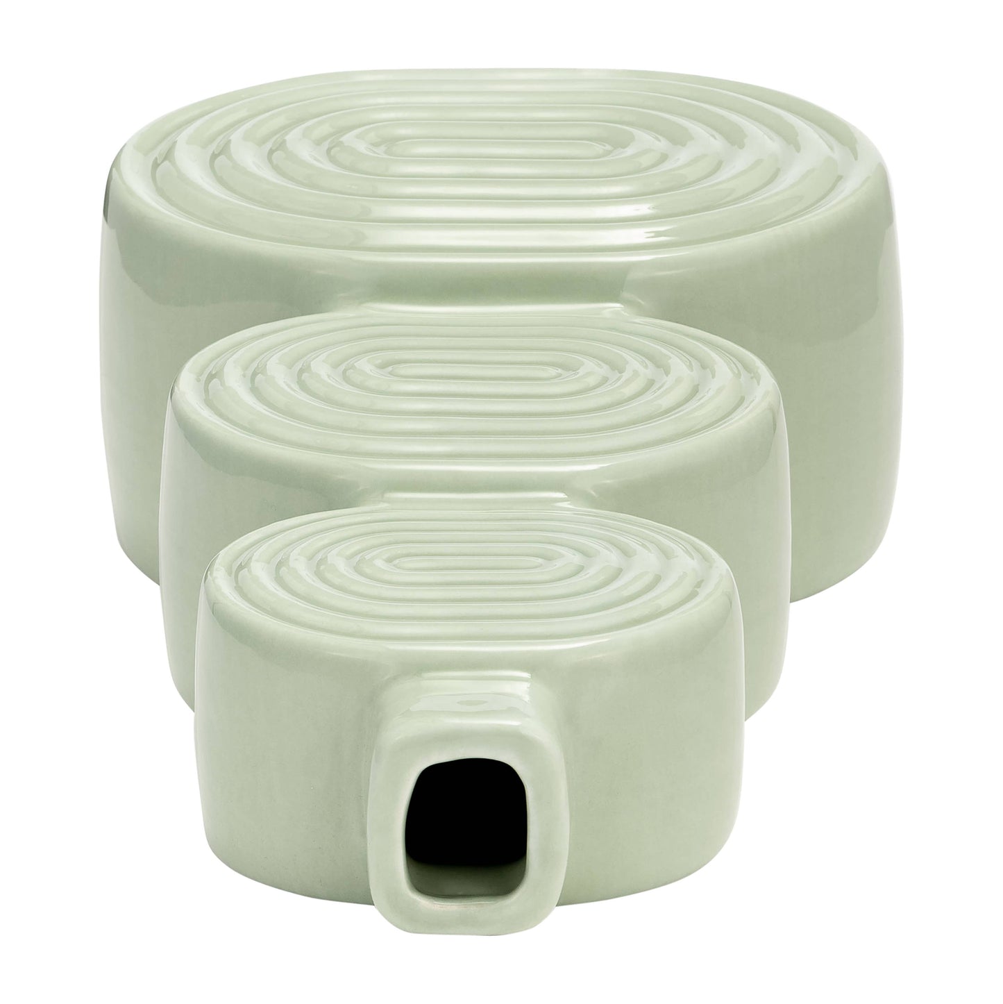 Ceramic Creative Stacked Circles Floral Vase - Green, 12 in.