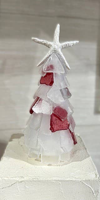 Mini Seaglass Christmas Tree No Lights Resin Starfish, 6 in