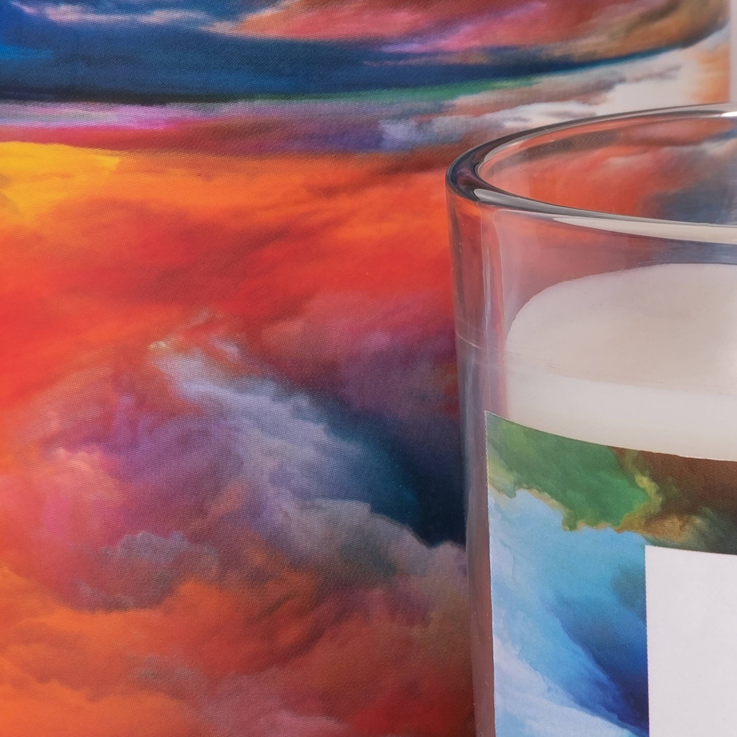 Decorative Candle - Orange/Blue Glass Lying In Bed, 7 Oz