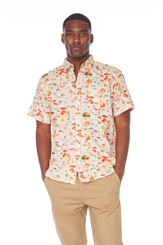 Men's Printed Woven Fun Print Short Sleeve Cotton Shirt