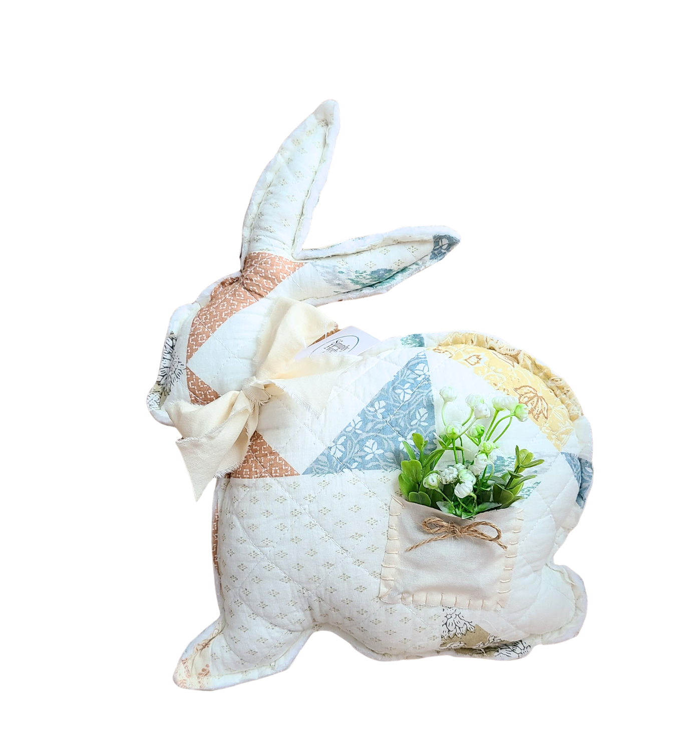 Seamed Floral Bunny Rabbit w/Pocket Flowers Decor