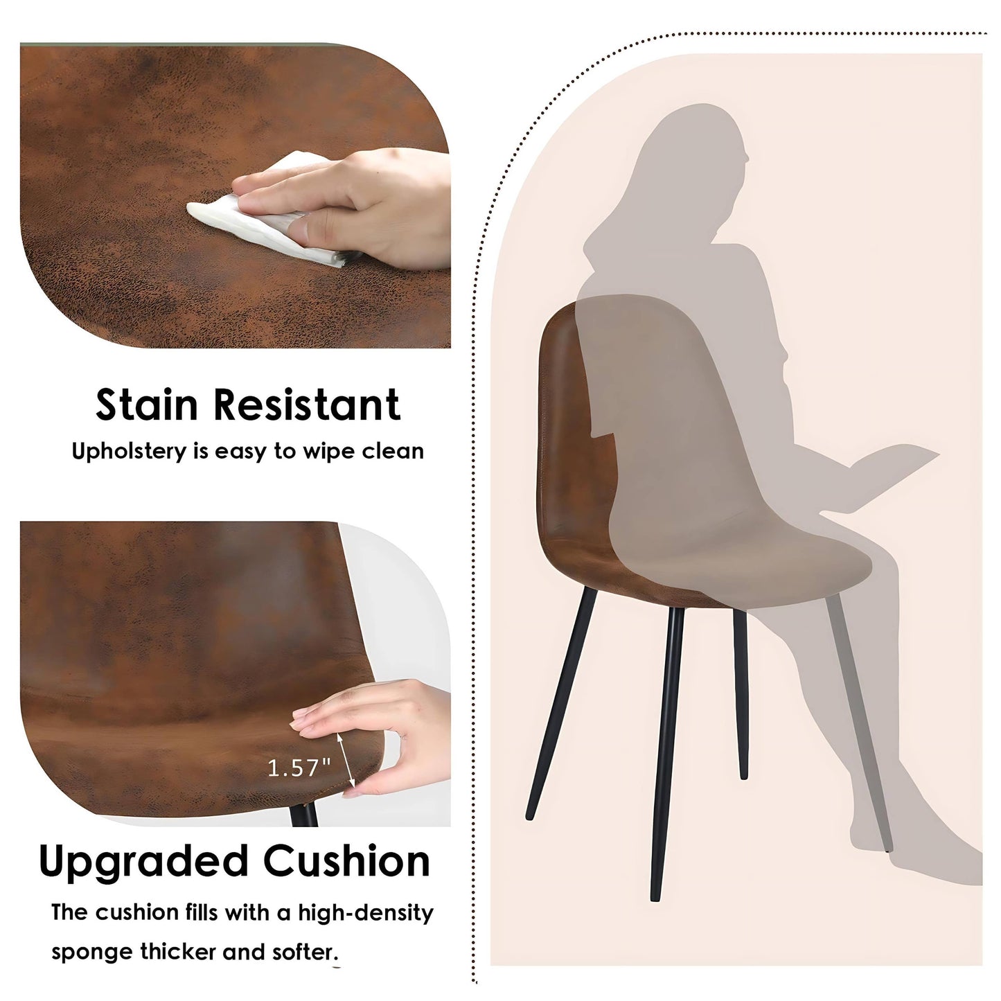 5-Piece Dining Set-63" Wave-Edge Wal Table and Chair Options
