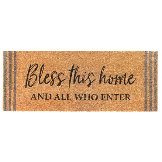 RugSmith Black Bless This Home and All Doormat, 18" x 48"