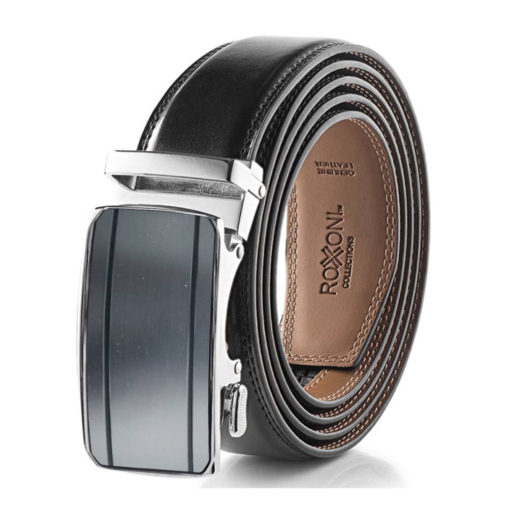 Men’s Genuine Leather Ratchet Belt with Automatic Buckle