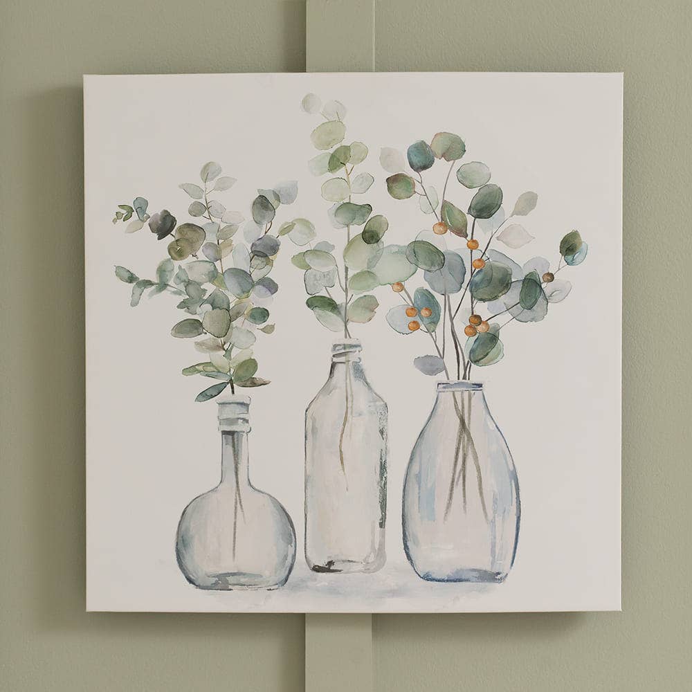 Glass Vases of Eucalyptus Canvas Print