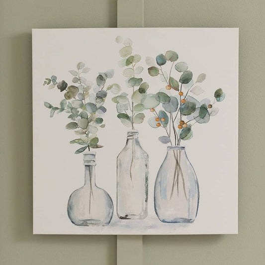 Glass Vases of Eucalyptus Canvas Print