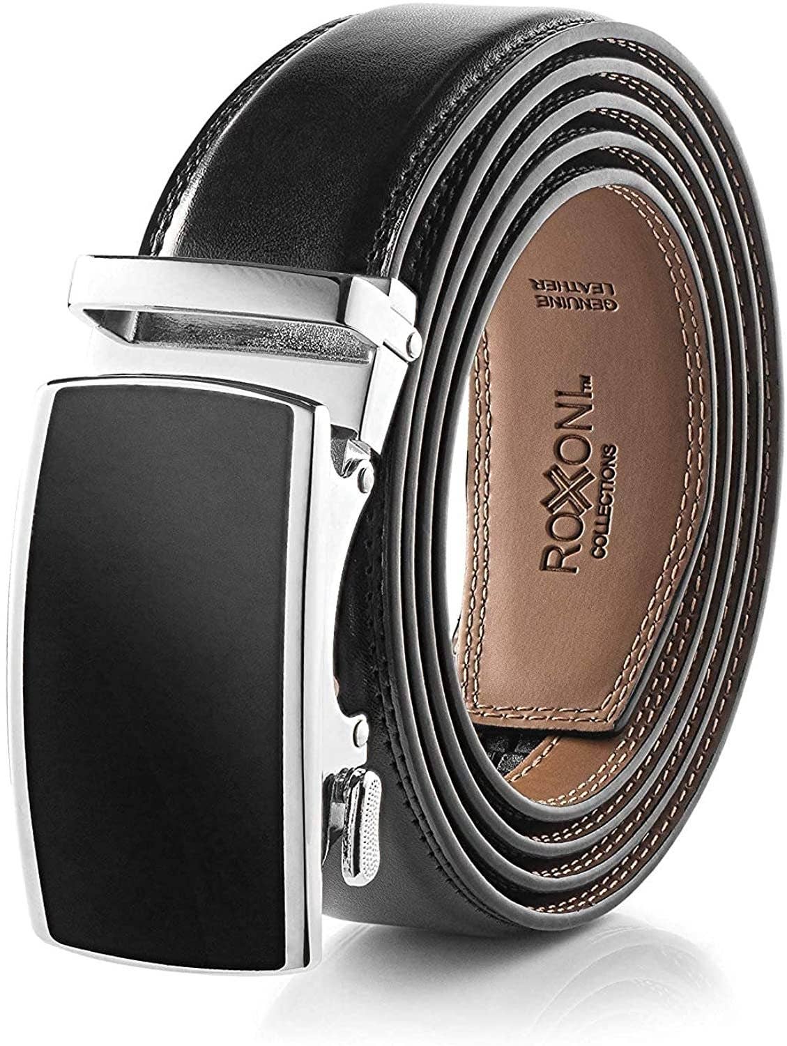 Men’s Genuine Leather Ratchet Belt with Automatic Buckle