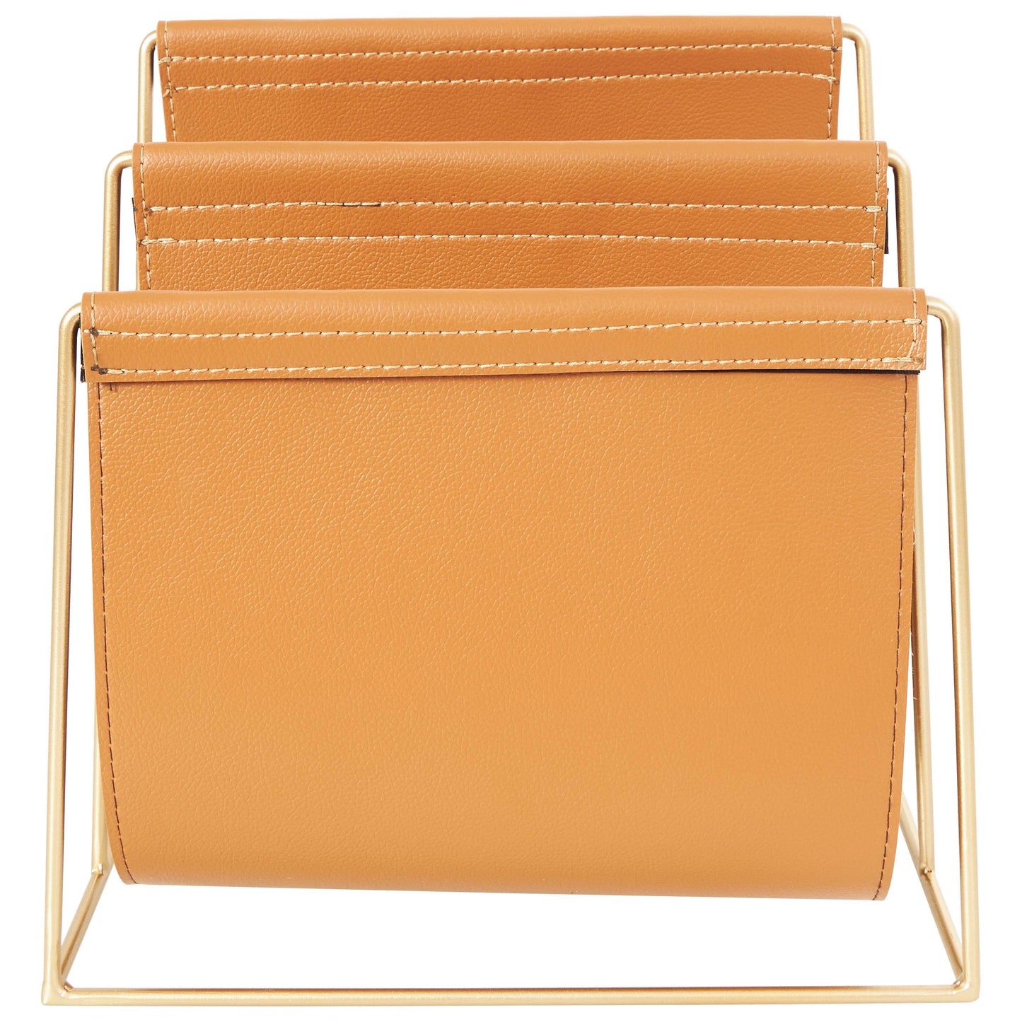 Modern Orange Leather Magazine Holder