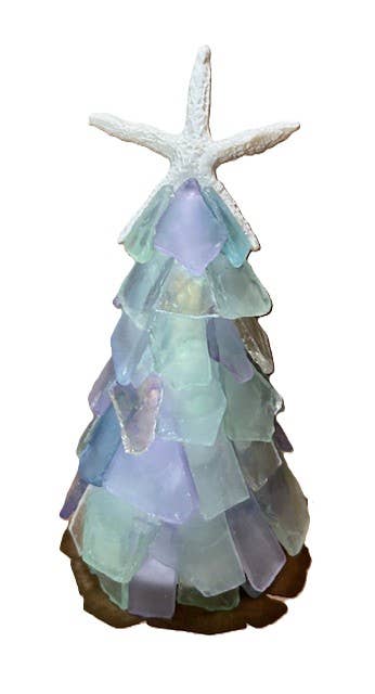 Mini Seaglass Christmas Tree No Lights Resin Starfish, 6 in