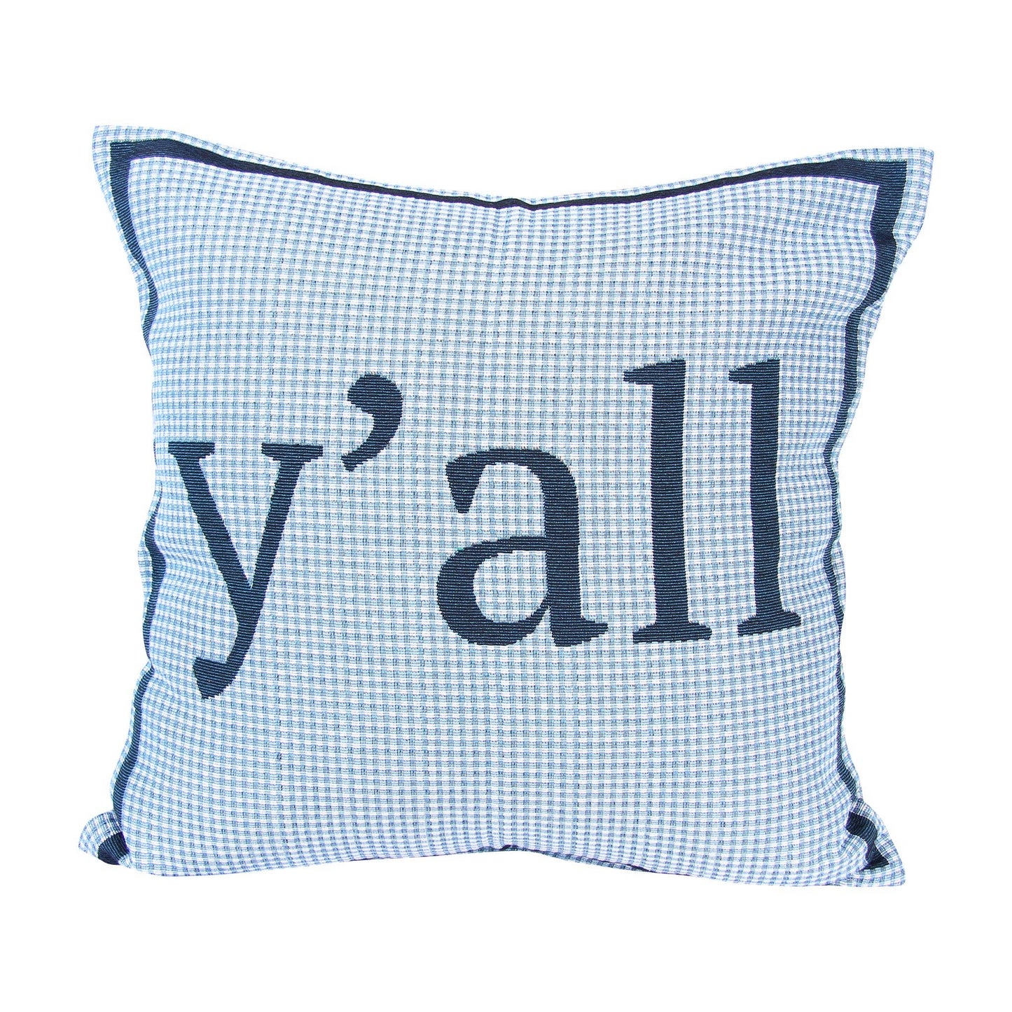 Blue Plaid Y'all Pillow