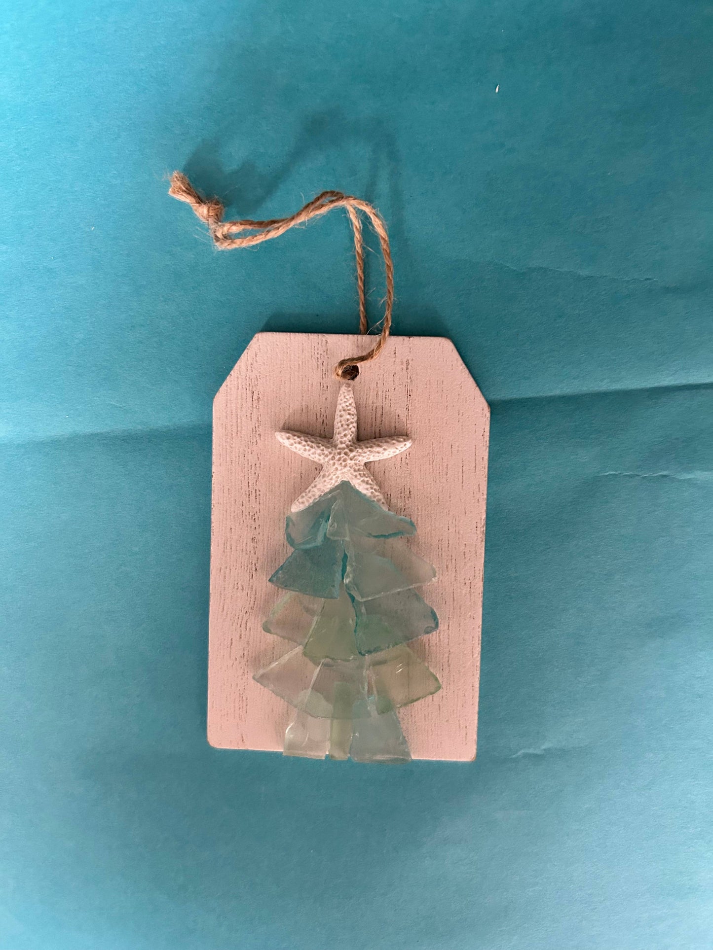 Plank Seaglass Tree Christmas Ornament/Gift Tag