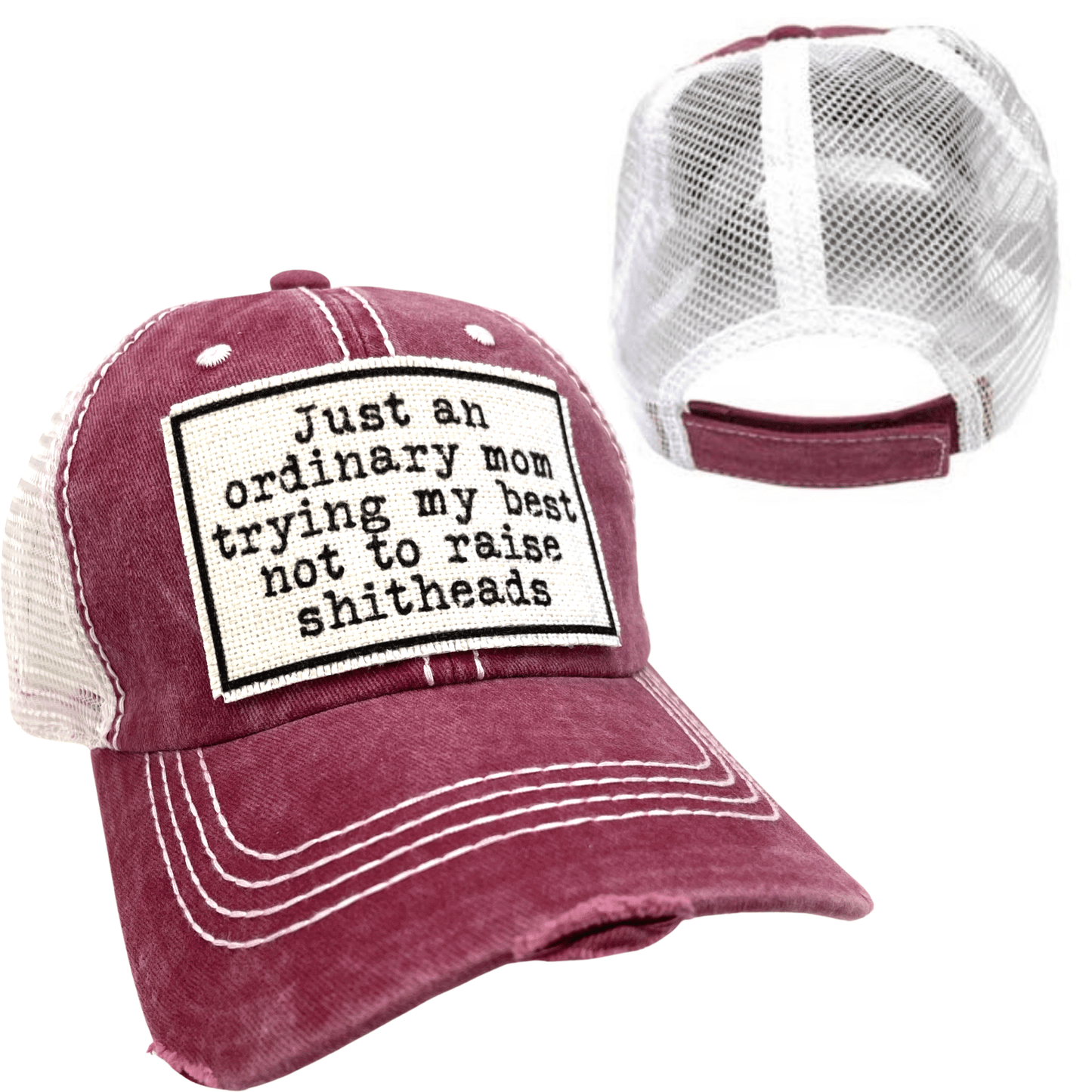 MOM TRYING NOT TO RAISE SHITHEADS | WOMAN'S HAT | DISTRESSED