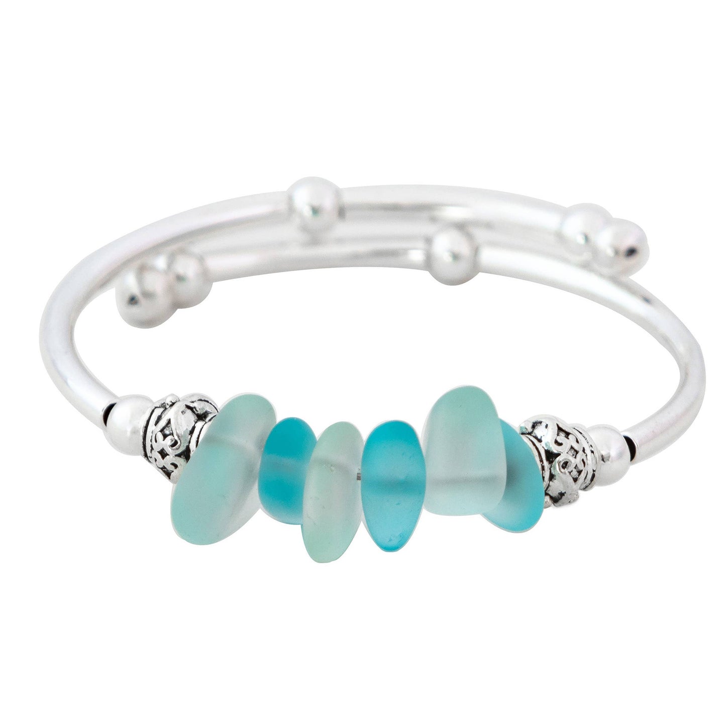 Blue Sea Glass Mix Single Bracelet