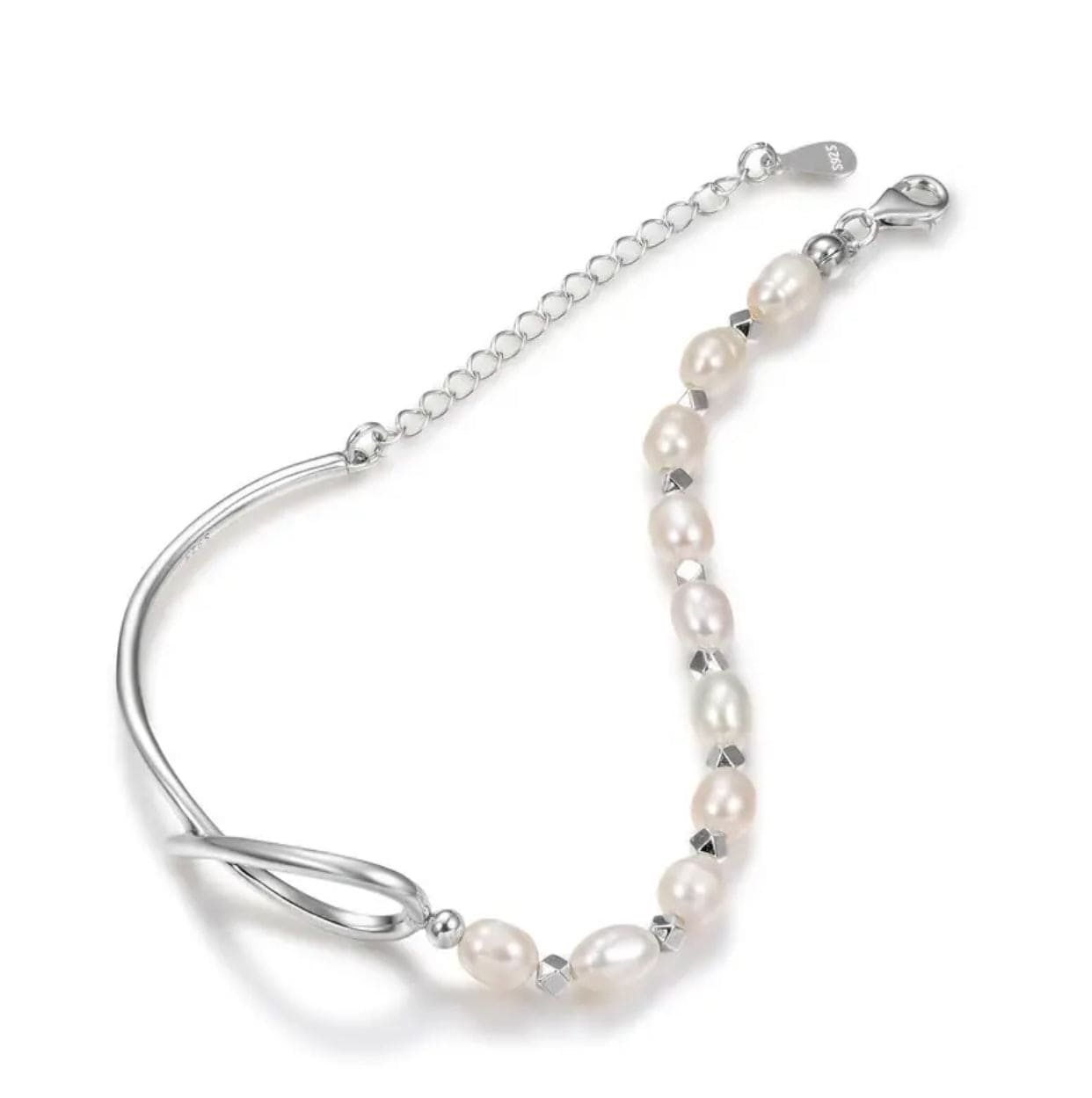 Silver Bracelet w/ Pearl Bangle