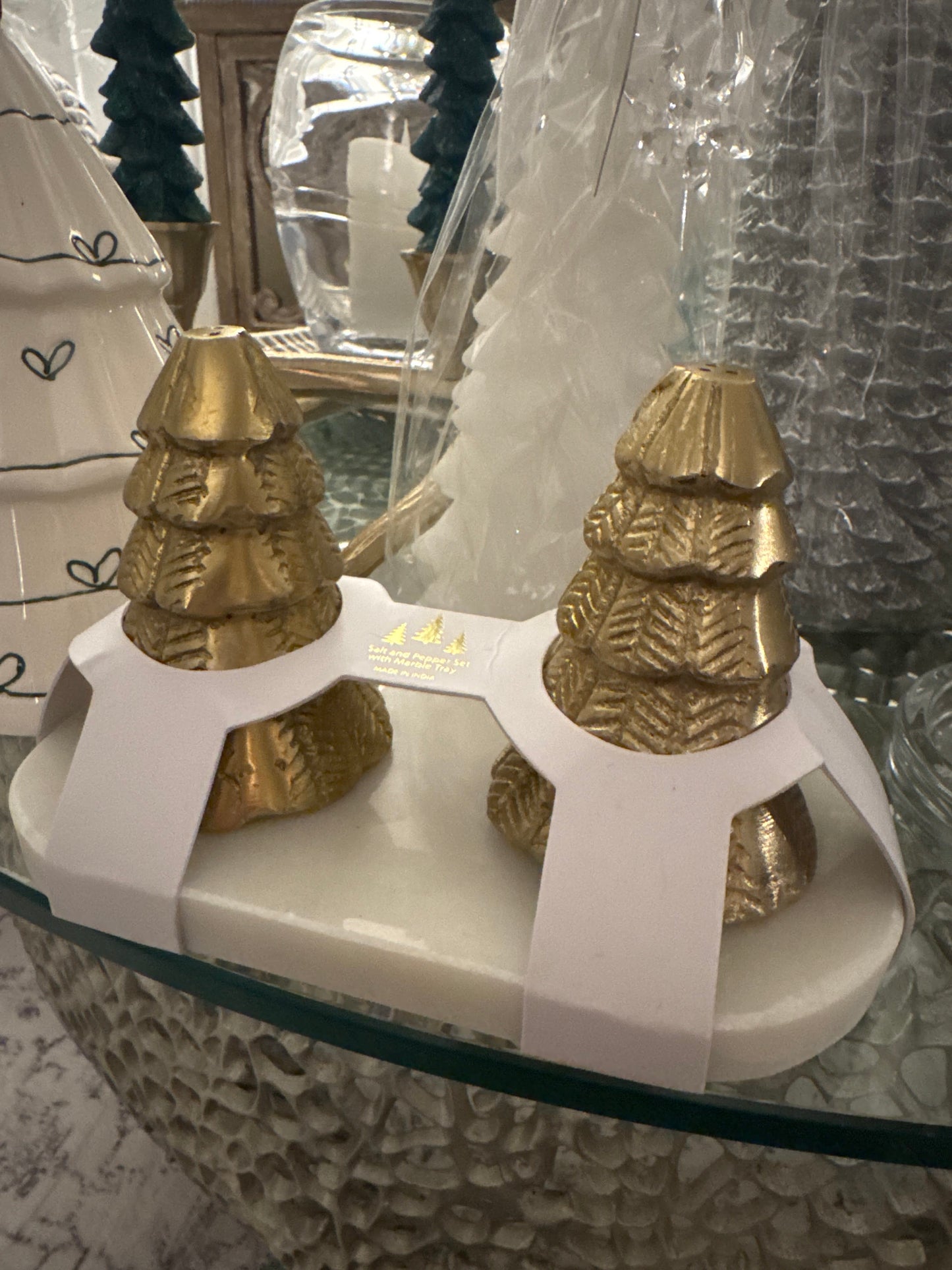 Brass Salt & Pepper on Marble