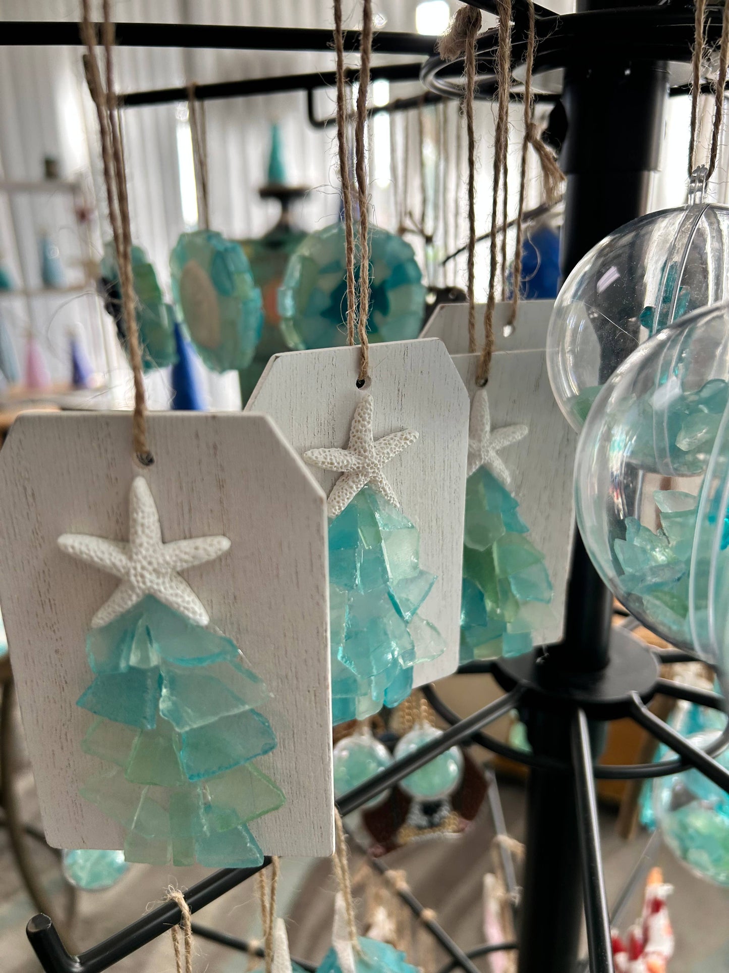 Plank Seaglass Tree Christmas Ornament/Gift Tag