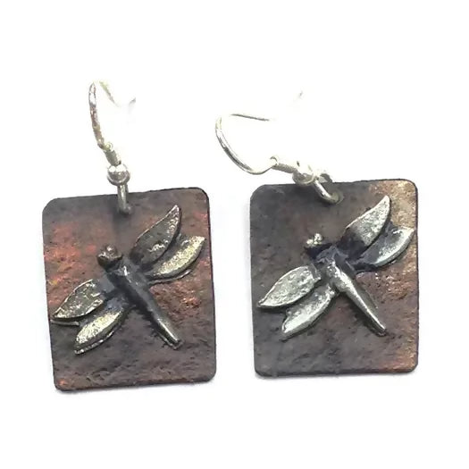 Pewter Earrings - Two Dragonflies
