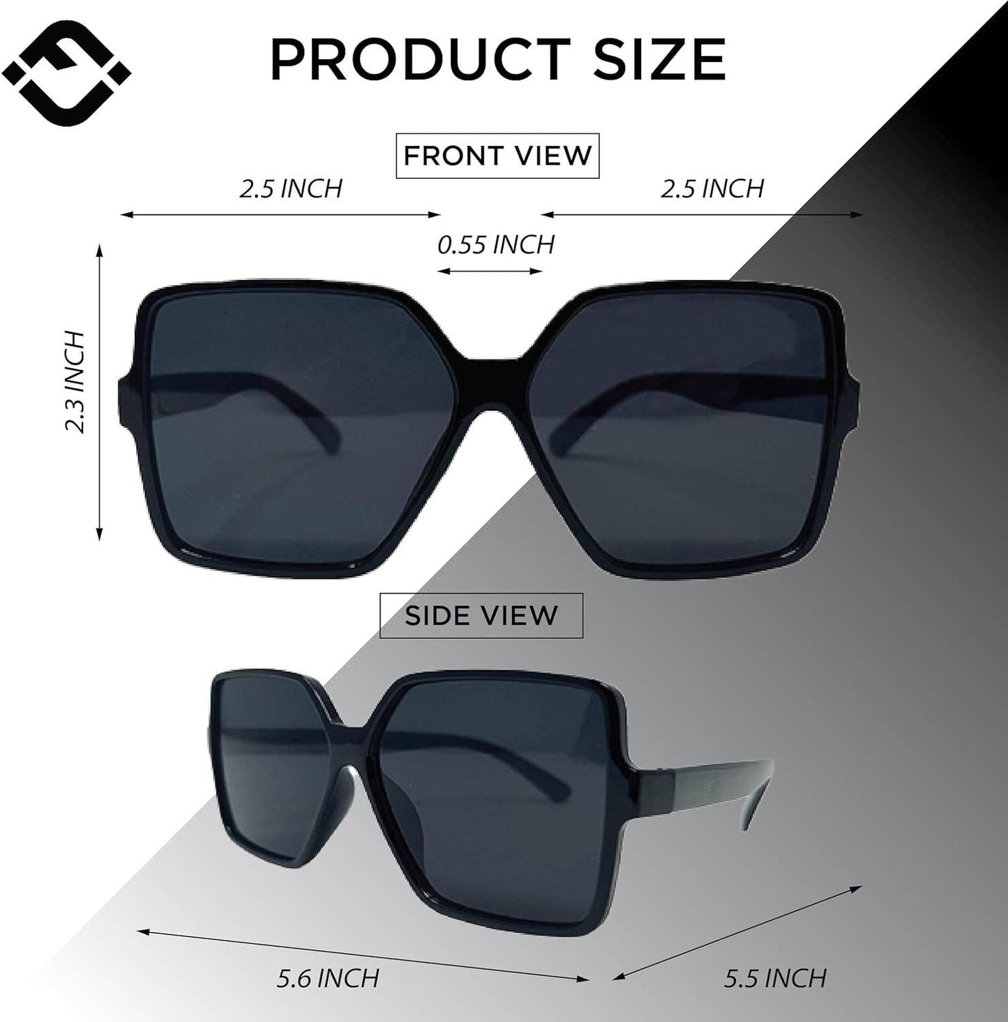 Oversized Square Sunglasses - Black/Smoke