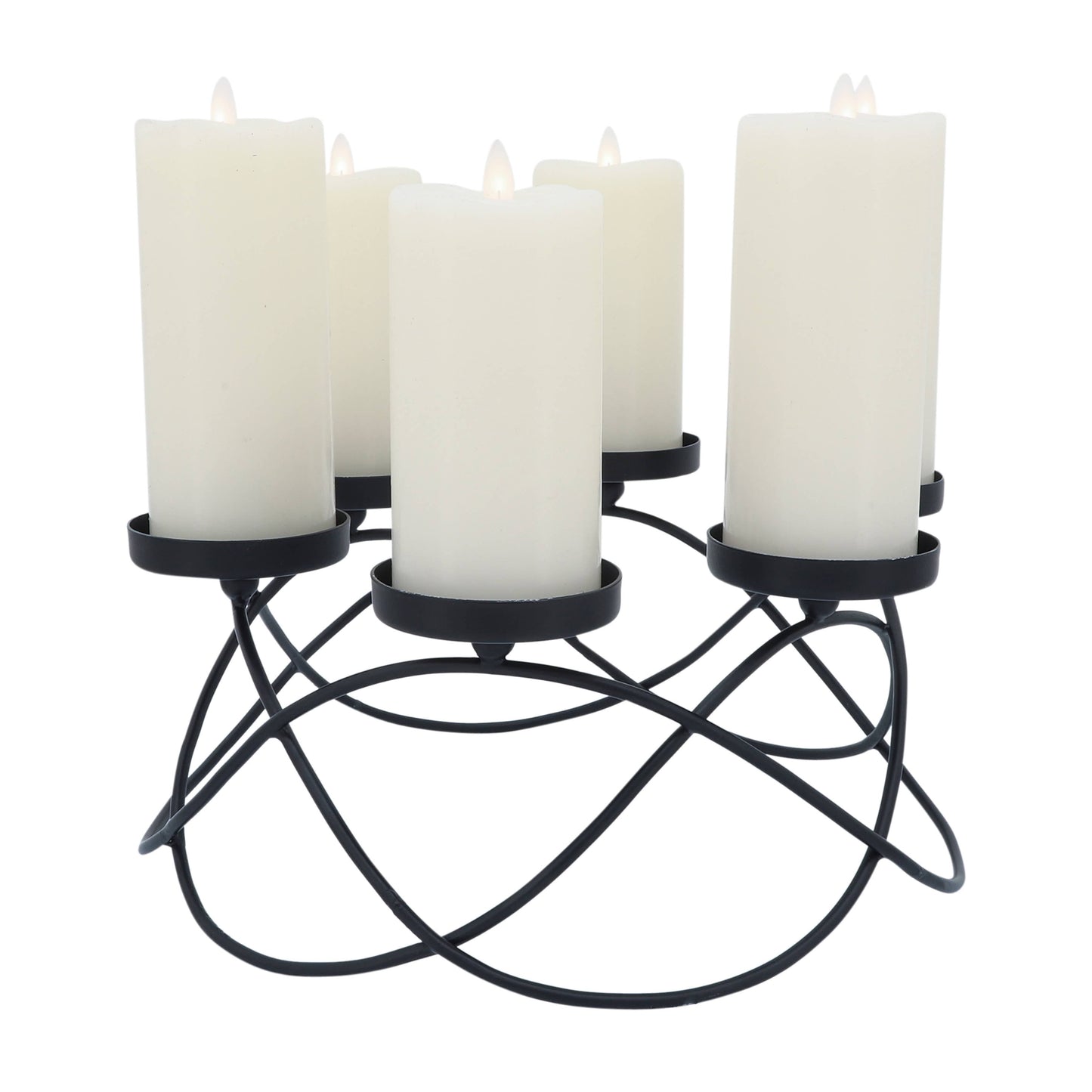 Metal Curved 6 Round Platforms Candle Holder - Black, 6 in.