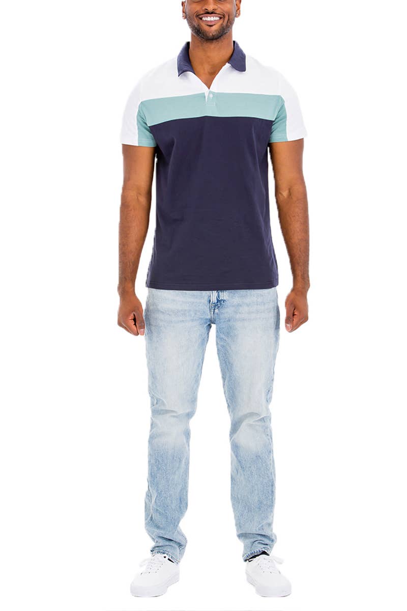 Three Color Short Sleeve Polo Shirt