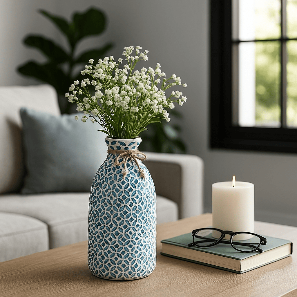 Blue Glass Mosaic Vase