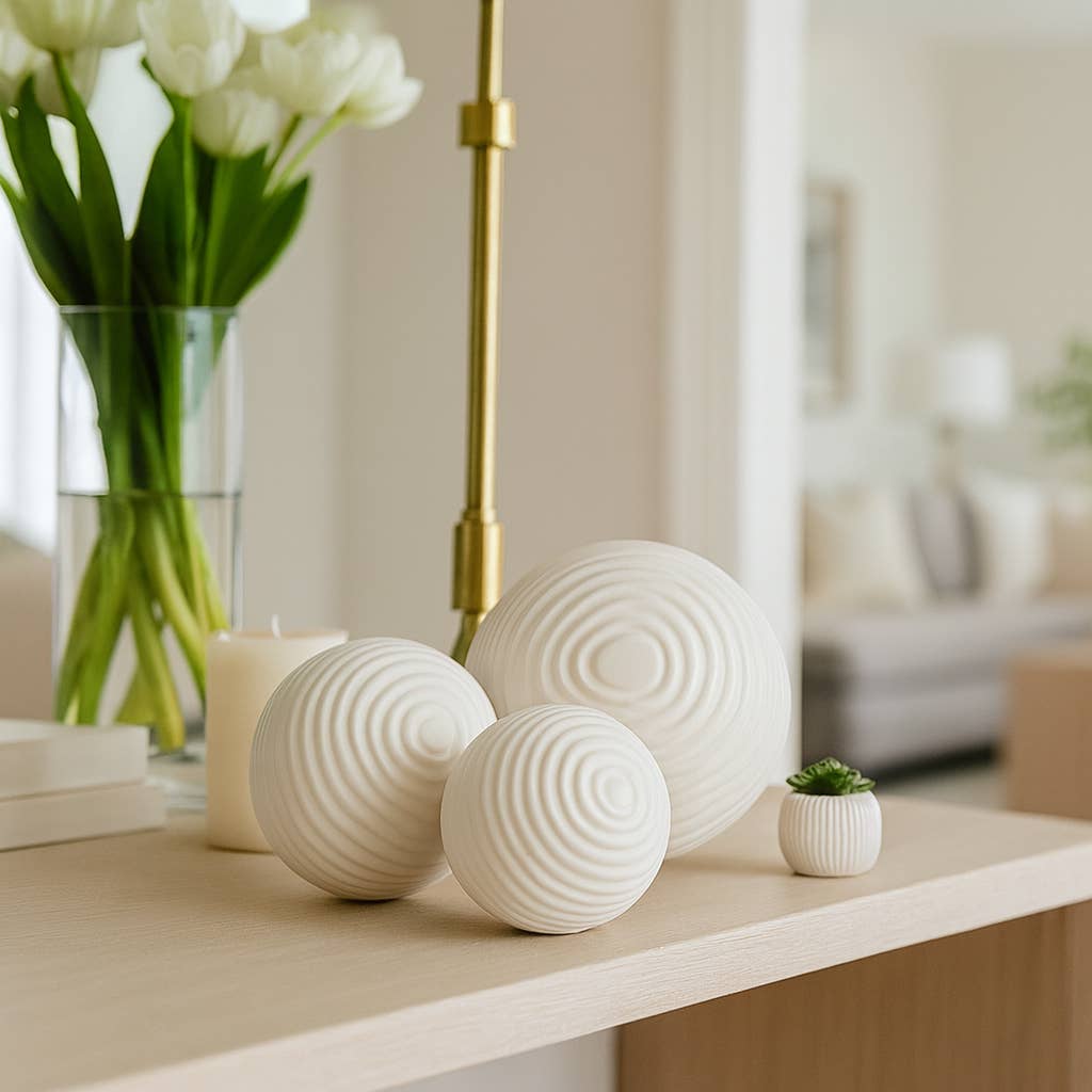 White Ceramic Round Ribbed, 4/5/6 in.