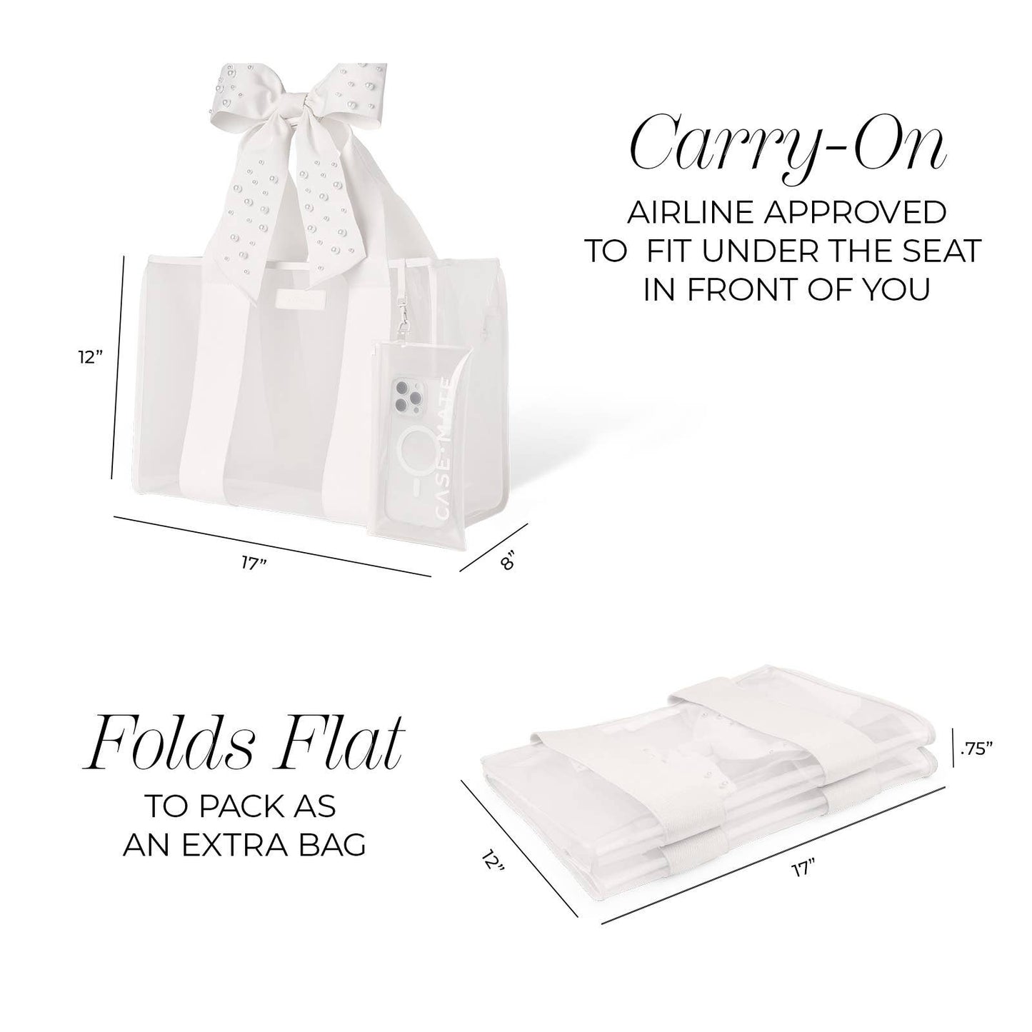 Special Edition Bow Ivory Pearl Beach Tote With Phone Pouch