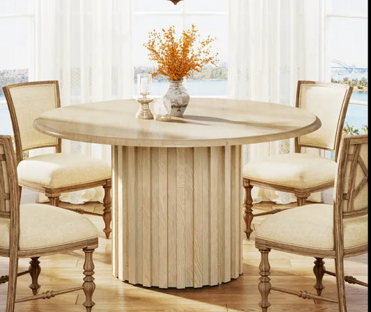 42" Round Natural Wood Table