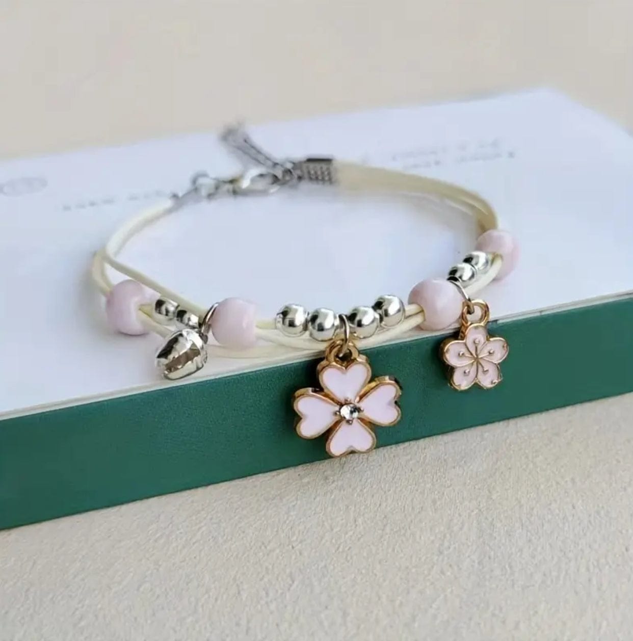 Pink Flower Charms Bracelet