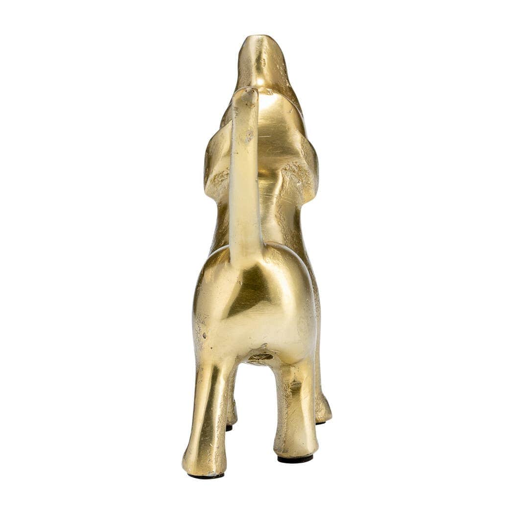 Metal Modern Howling Dog Decorative Figurine - Gold, 6 in.