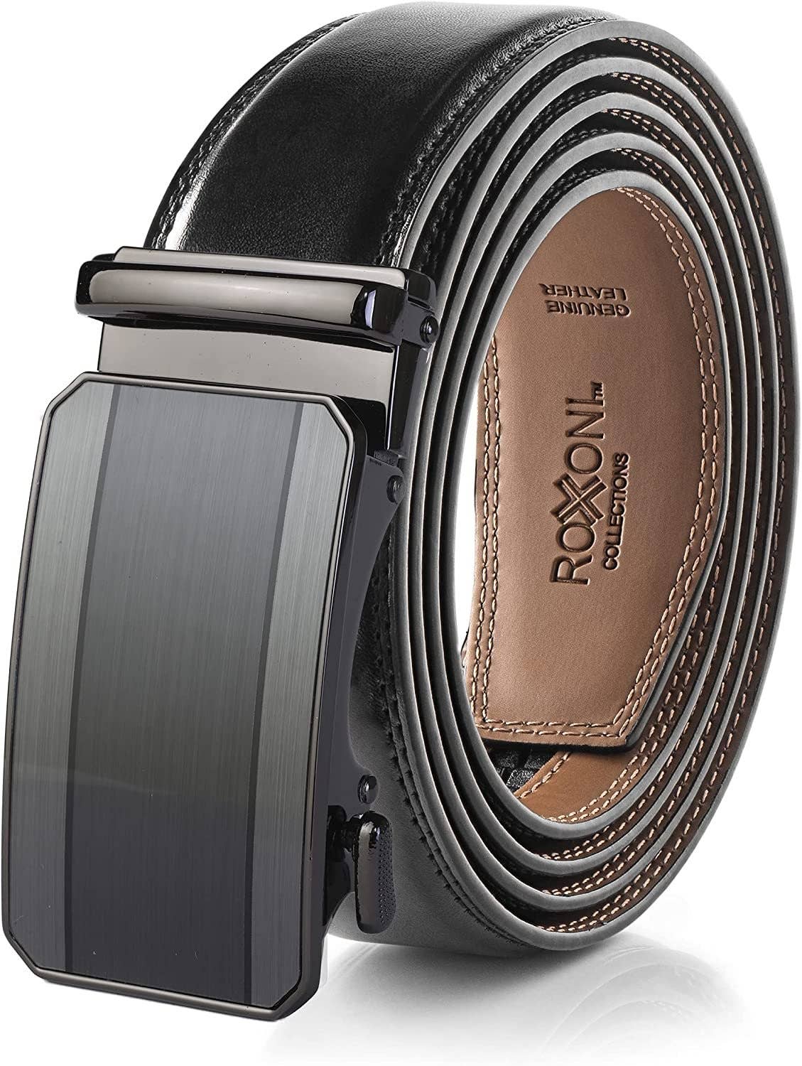 Men’s Genuine Leather Ratchet Belt with Automatic Buckle