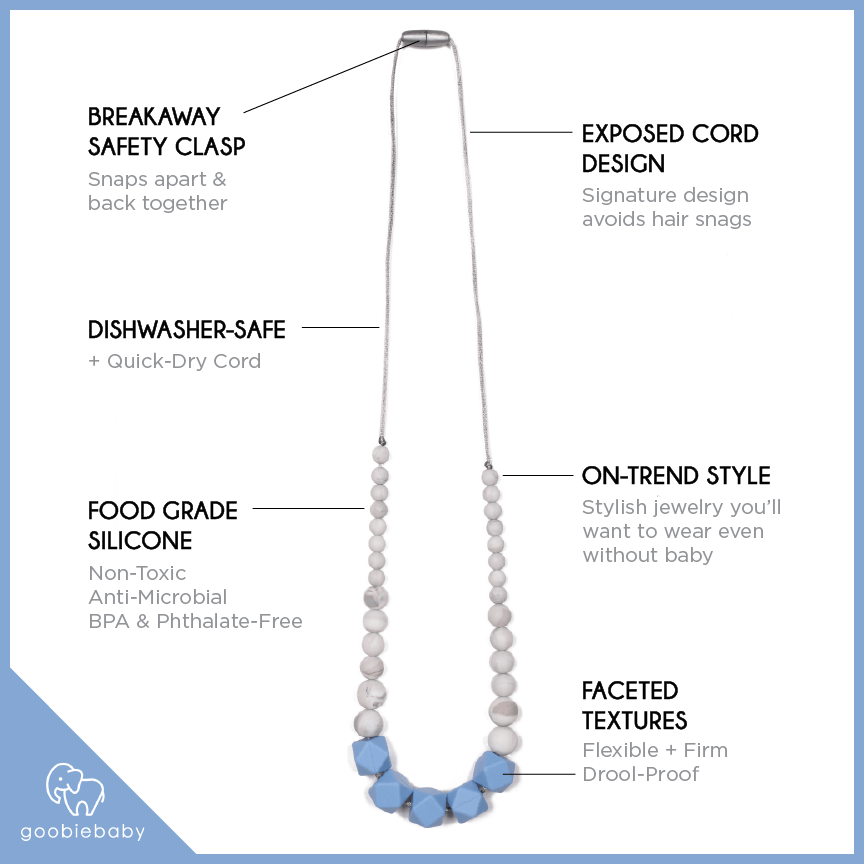 Madison Teething Necklace - Marble/Blue