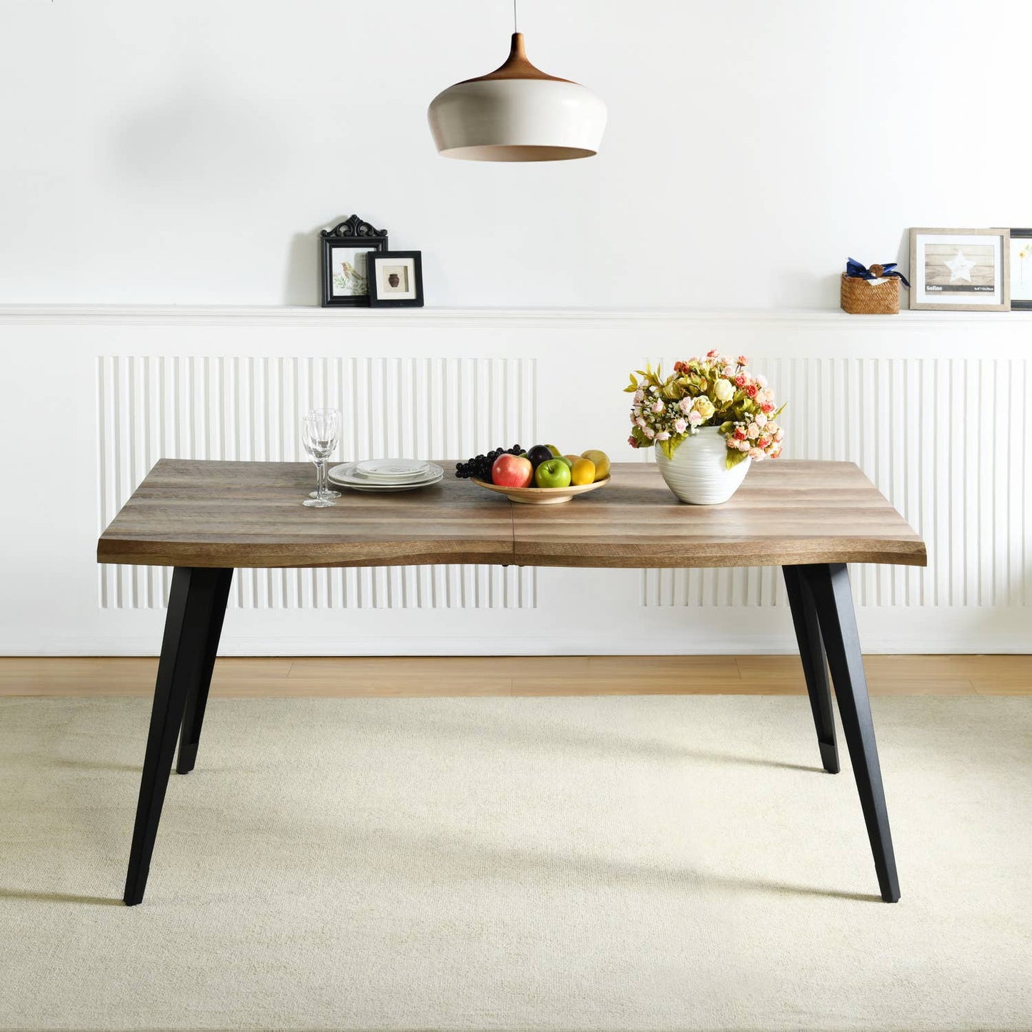 5-Piece Dining Set-63" Wave-Edge Wal Table and Chair Options