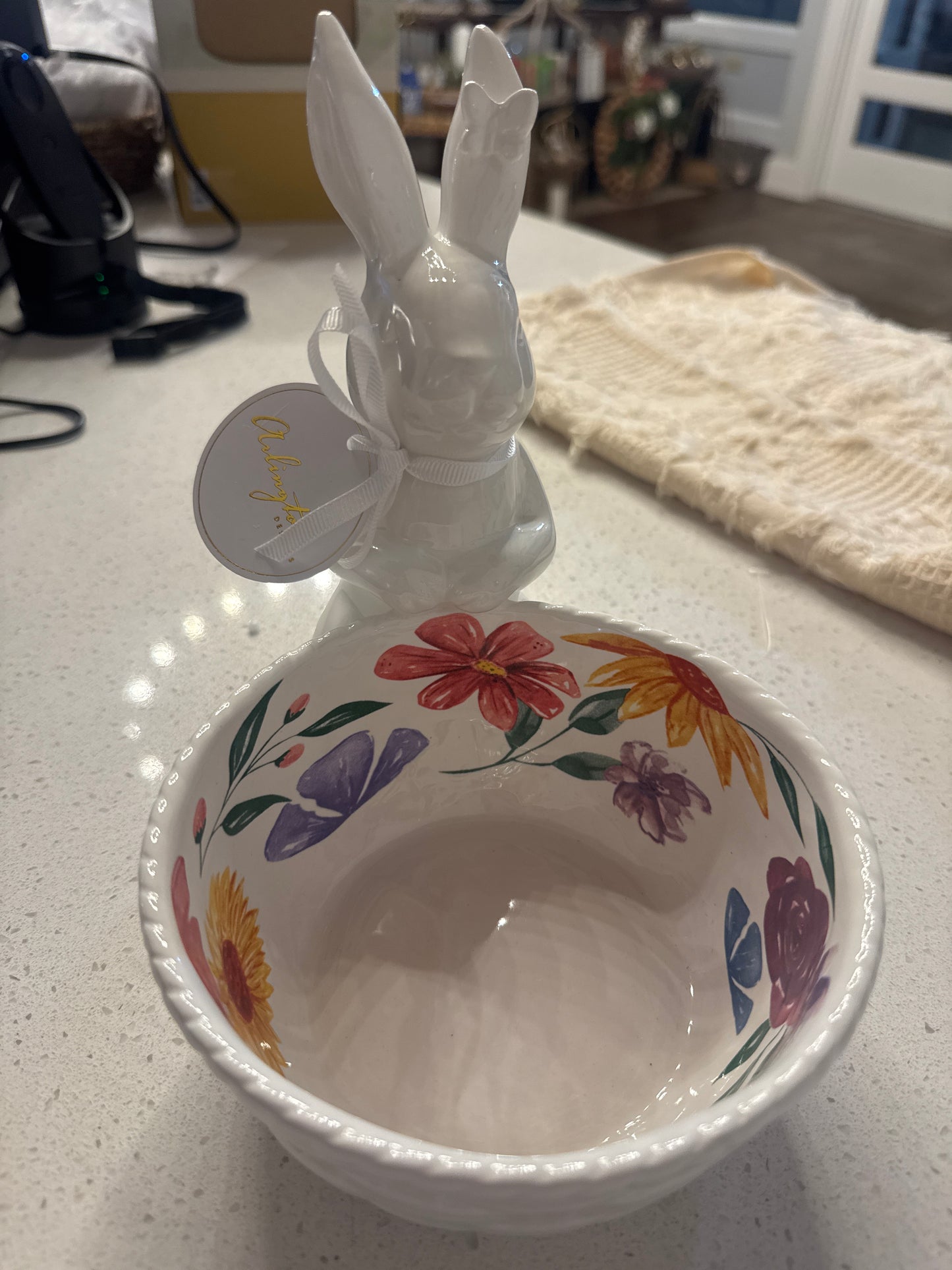 Flower Painted Bunny Bowl