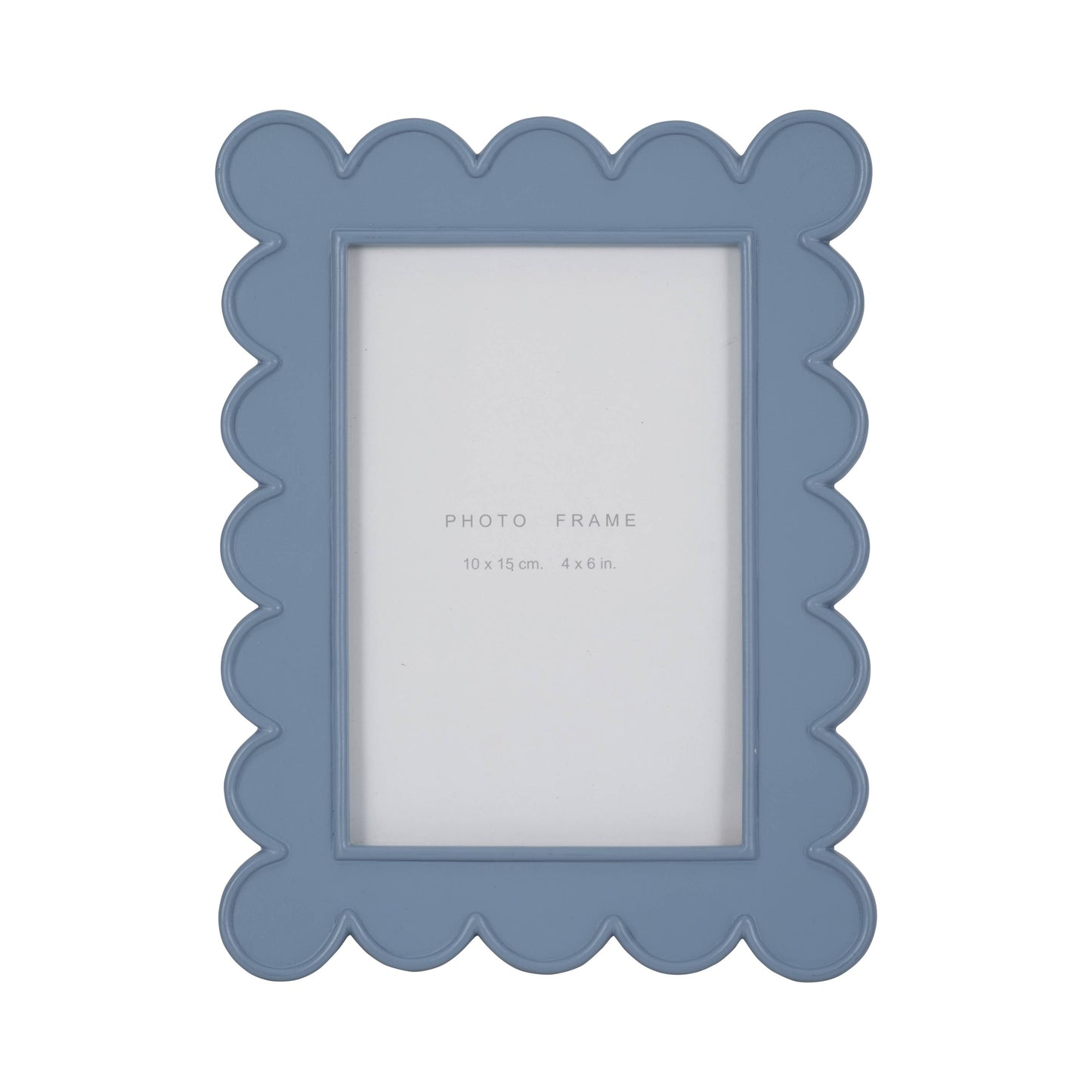 Photo Frame - Blue Resin/Glass Scallop Edge, 4x6 in.