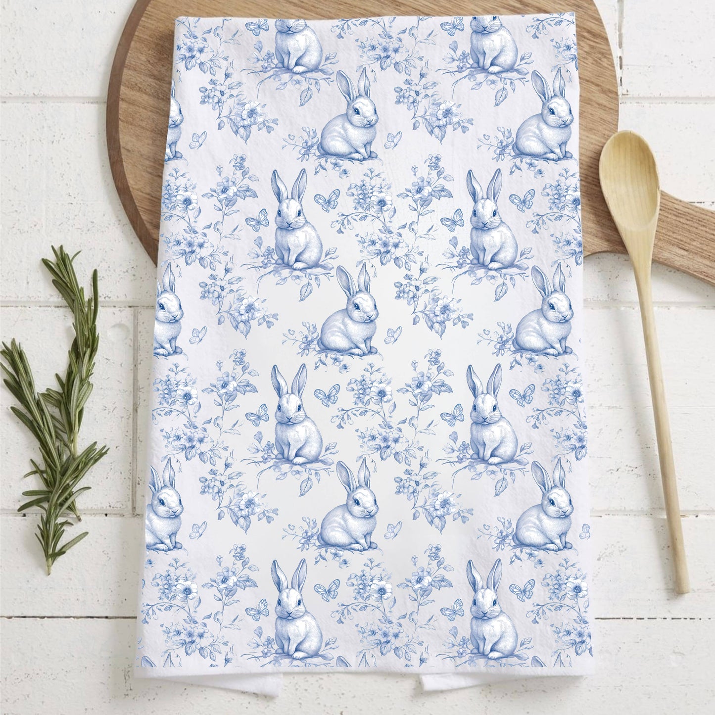 Bubblegum & Bow Pink Easter Bunny & Spring Kitchen Towels