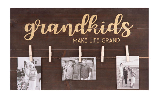 Wood Natural Grandkids Photo Clip Frame