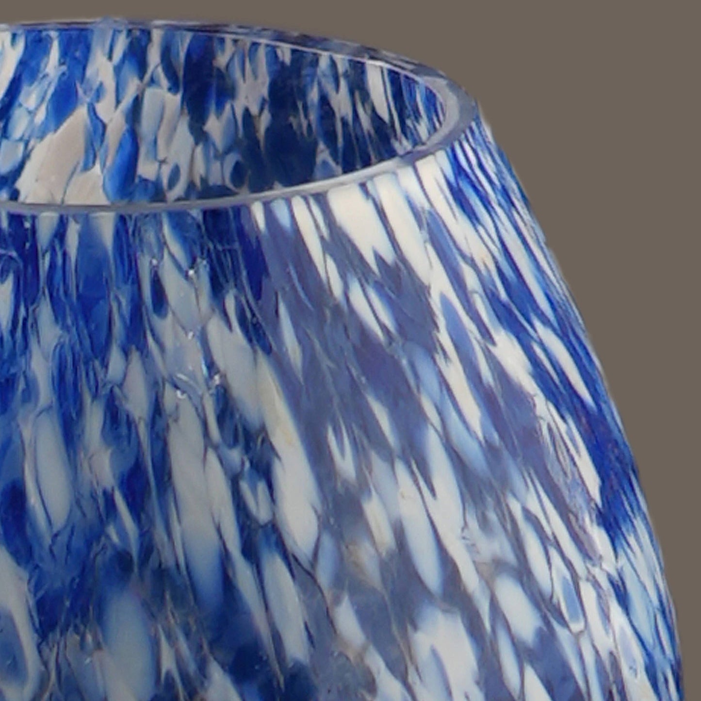 WHITE & BLUE SPLUTTER GLASS PGB VOTIVE HOLDER