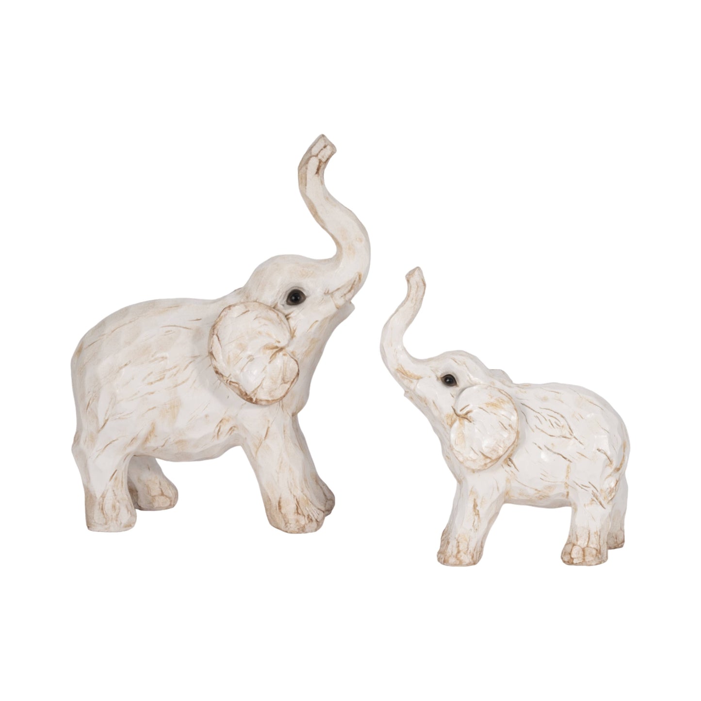 Resin Elephant Statue Decorative Sculpture - White, 8 in.