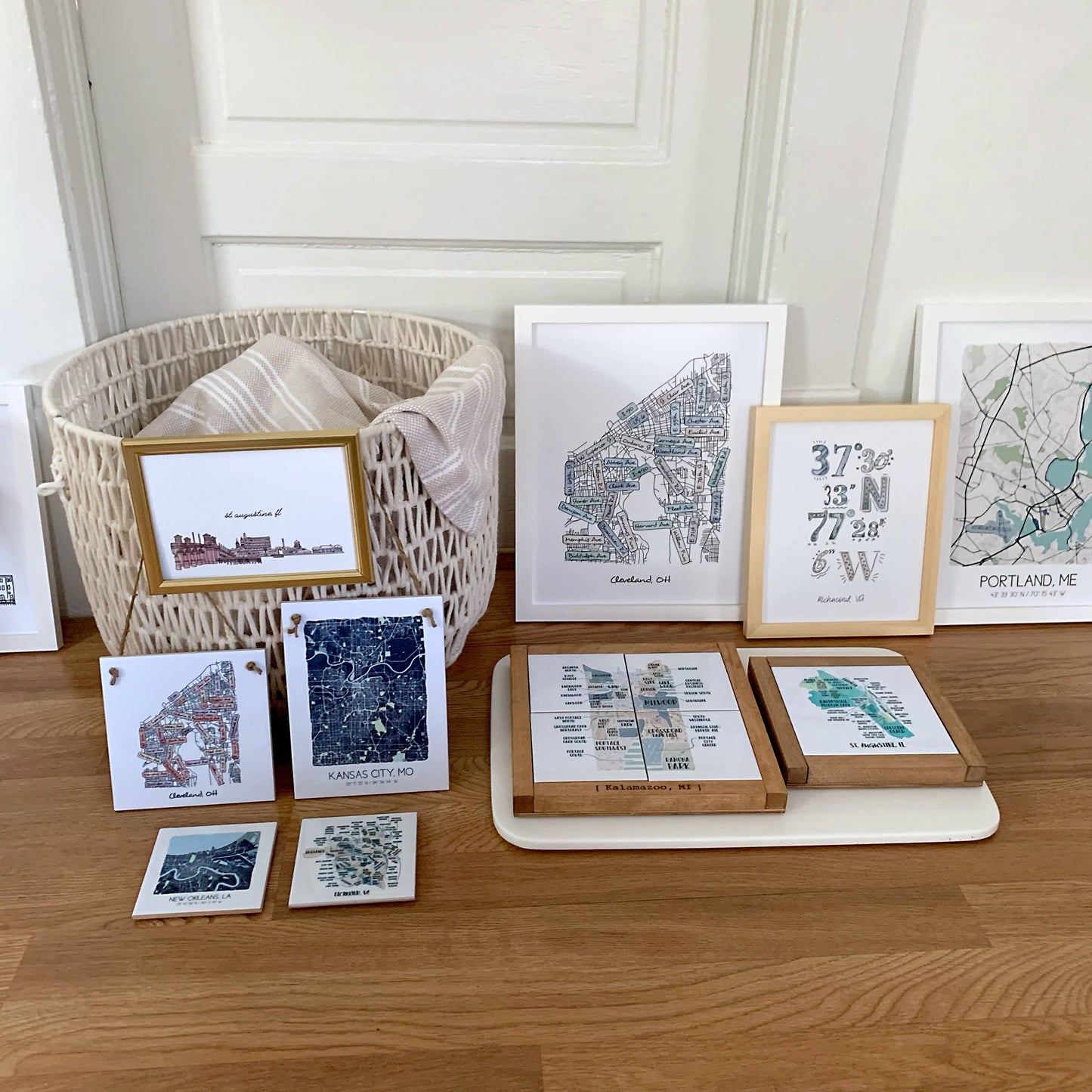 Watercolor City Map Coasters - Your City - Custom Order
