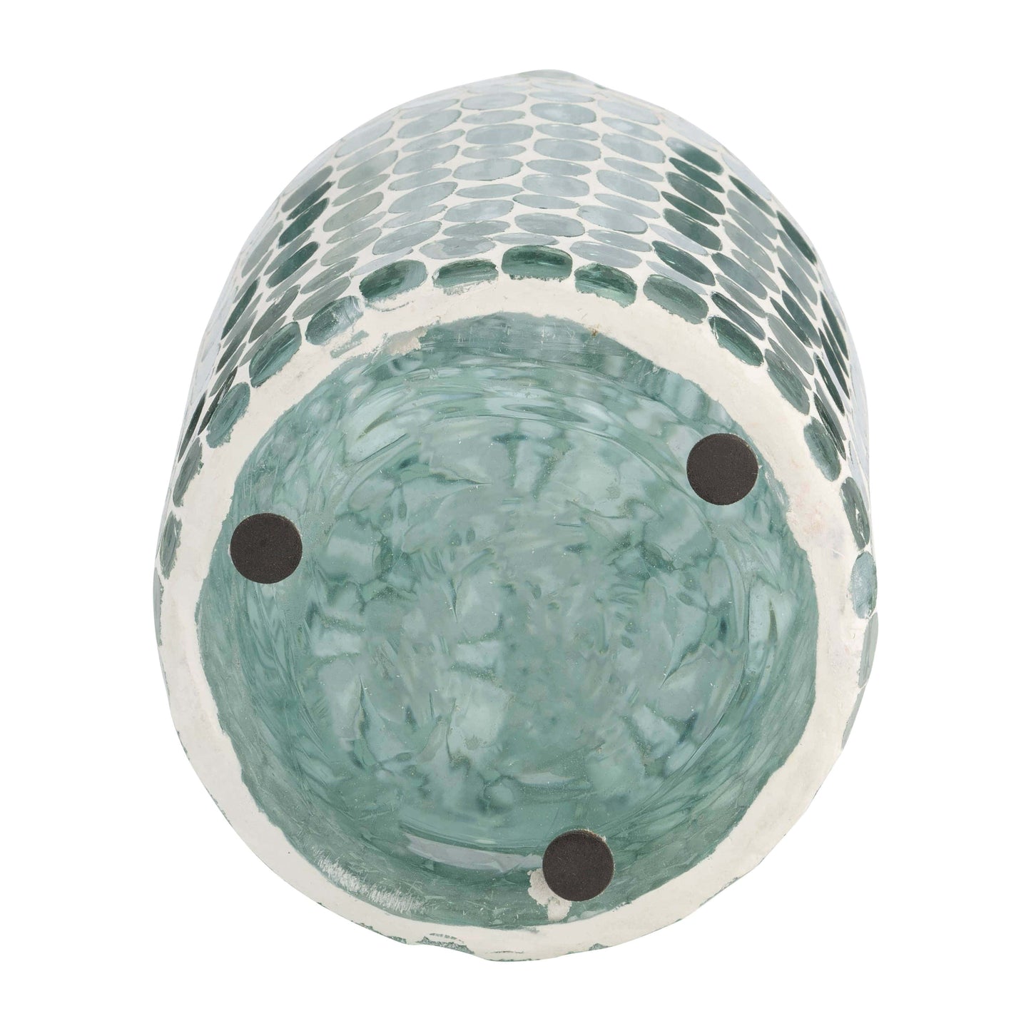 Glass Mosaic Pattern Narrow Neck Vase - Blue, 15 in.