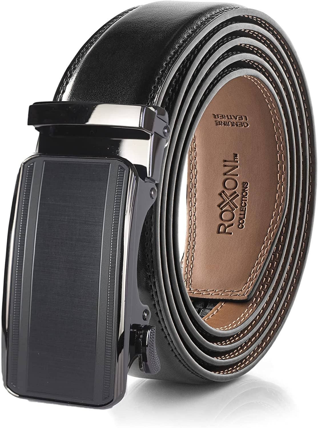 Men’s Genuine Leather Ratchet Belt with Automatic Buckle