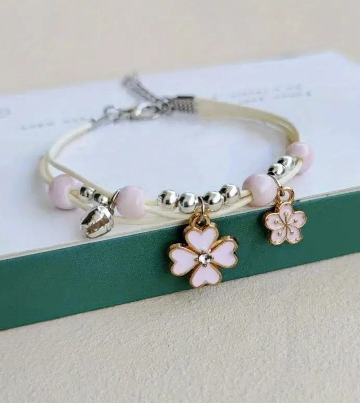 Pink Flower Charms Bracelet