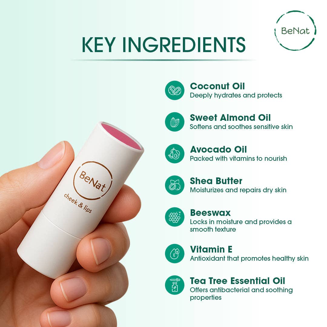 Lip & Cheek Balm. 2 in 1 Natural Bloom Lipstick.