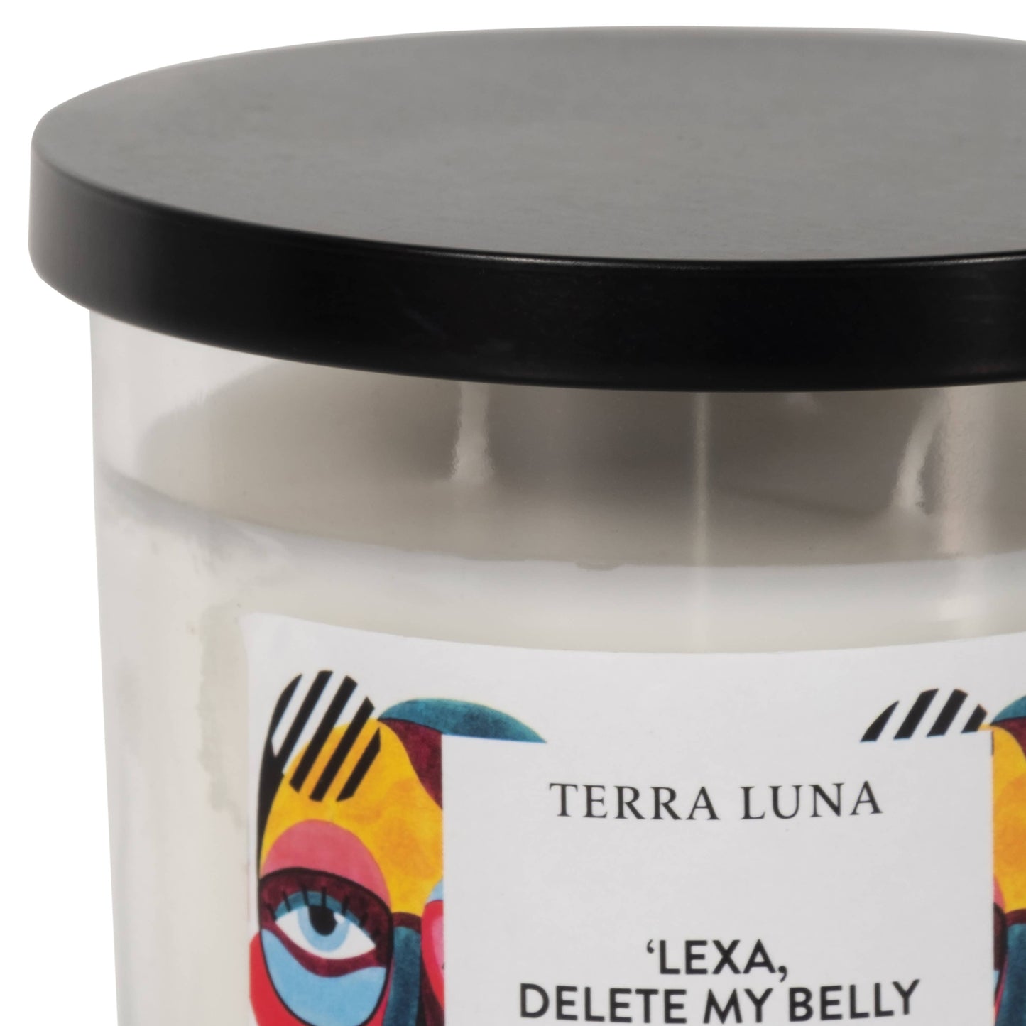 Decorative Candle - White Glass "Delete My Belly", 12 Oz